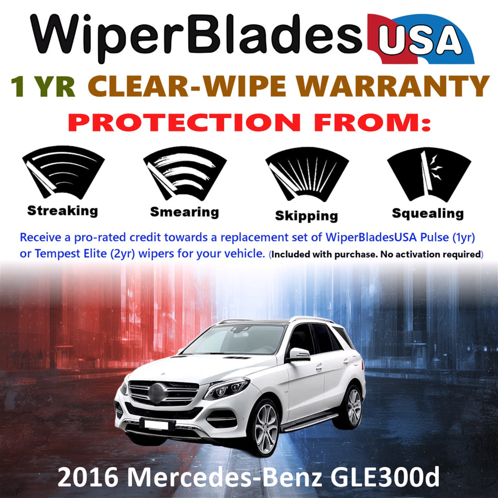 2016 Mercedes-Benz GLE300d Front w/Rear Wiper blades Set Includes 1yr Wear Warranty & Free Delivery