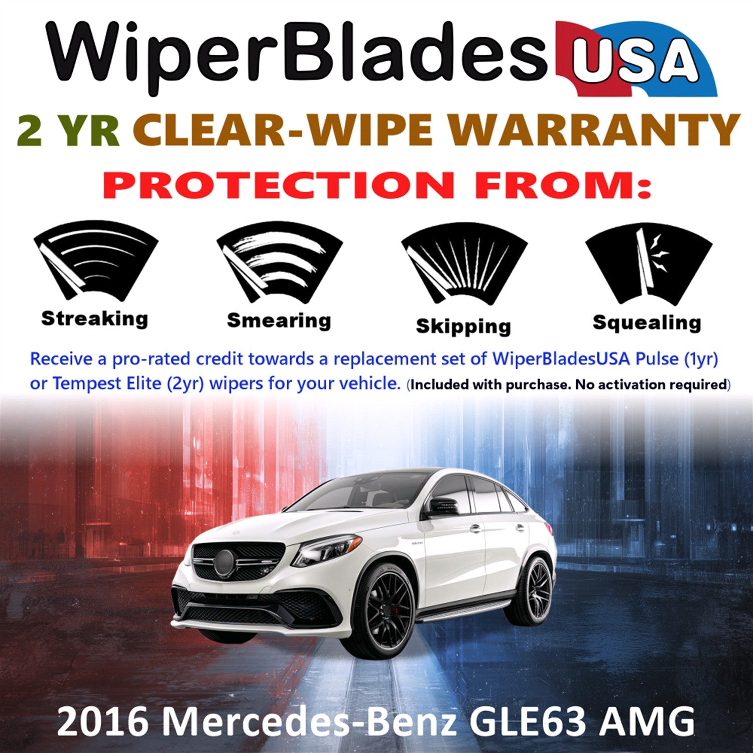 2016 Mercedes-Benz GLE63 AMG Front w/Rear Wiper blades Set  Includes 2yr Wear Warranty & Free Delivery