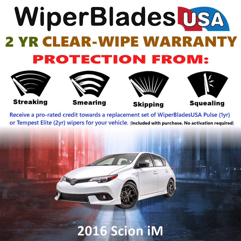 2016 Scion iM Front Wiper blades Set  Includes 2yr Wear Warranty & Free Delivery