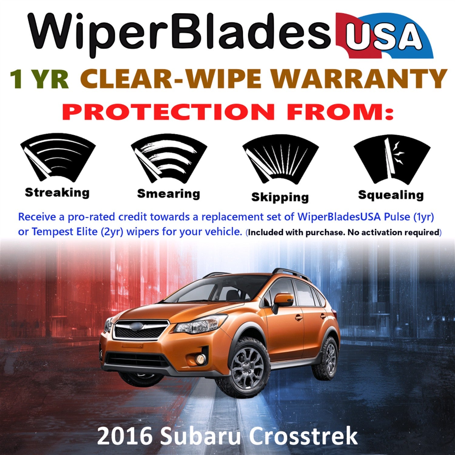2016 Subaru Crosstrek Front Wiper blades Set Includes 1yr Wear Warranty & Free Delivery