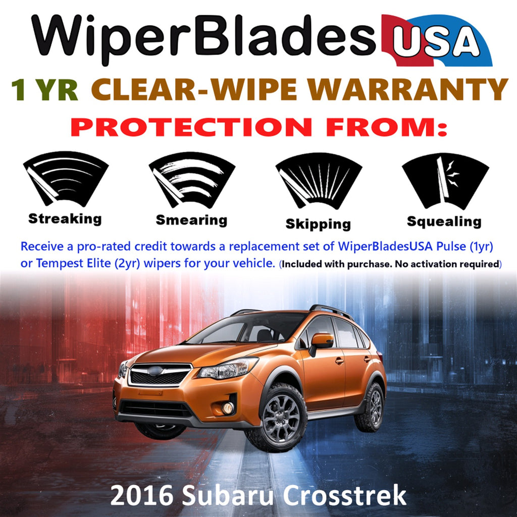 2016 Subaru Crosstrek Front w/Rear Wiper blades Set Includes 1yr Wear Warranty & Free Delivery