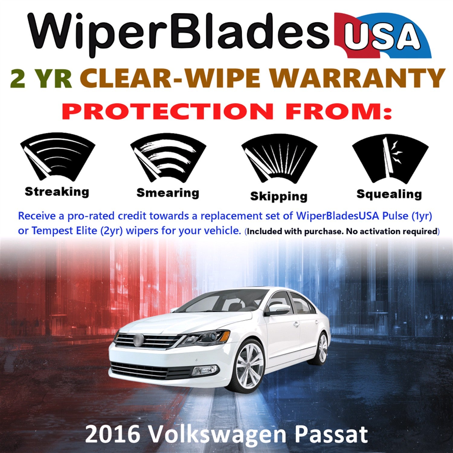 2016 Volkswagen Passat Front Wiper blades Set  Includes 2yr Wear Warranty & Free Delivery
