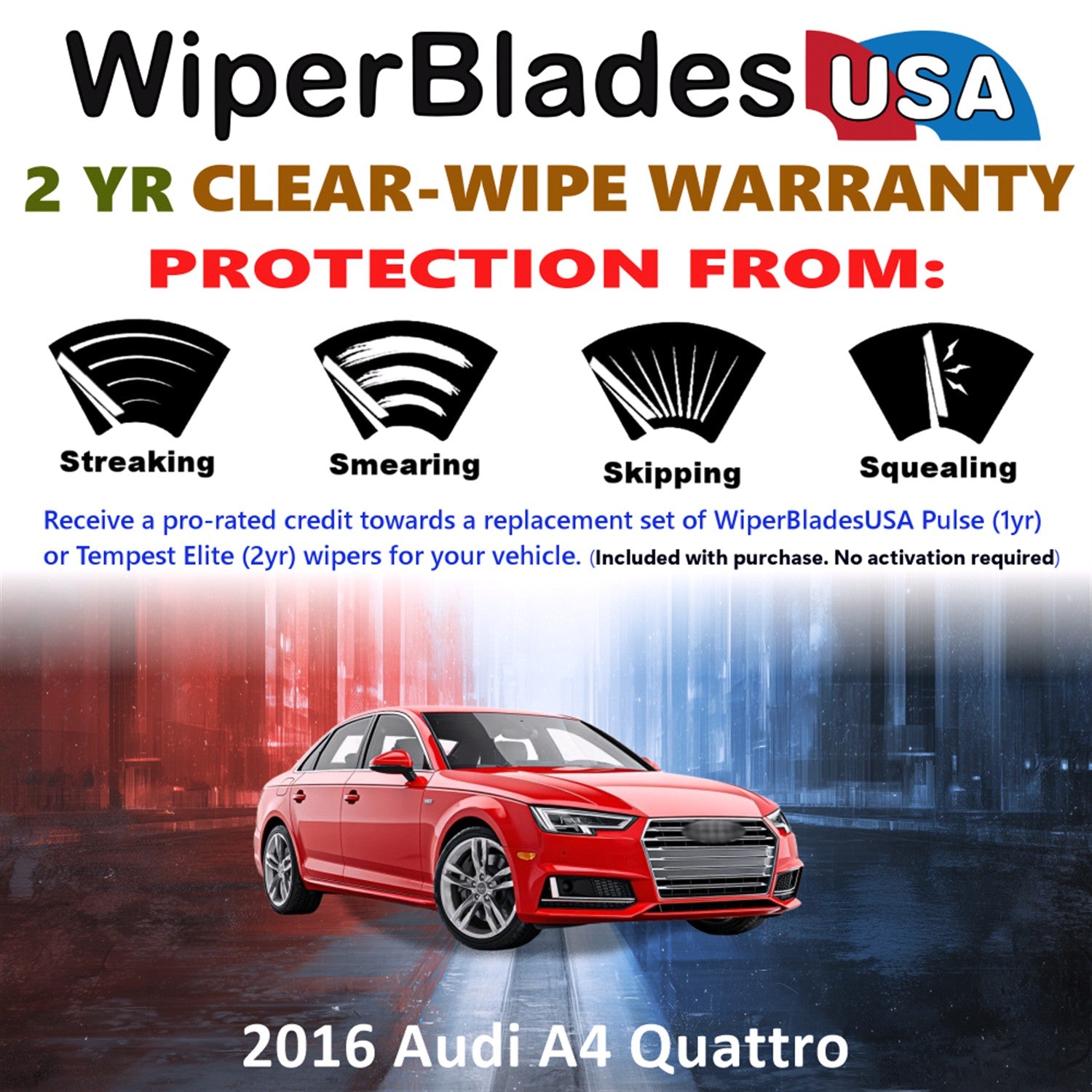 2016 Audi A4 Quattro Front Wiper blades Set  Includes 2yr Wear Warranty & Free Delivery