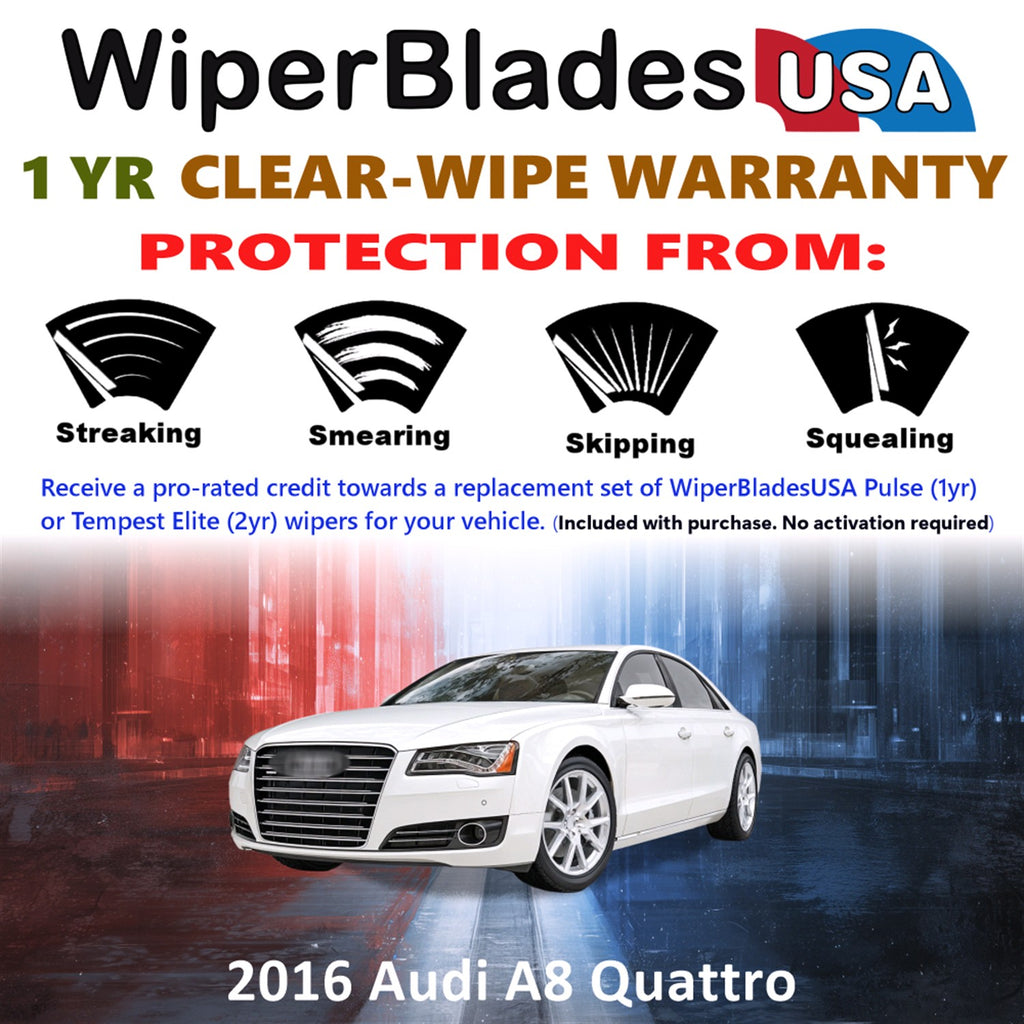 2016 Audi A8 Quattro Front Wiper blades Set Includes 1yr Wear Warranty & Free Delivery