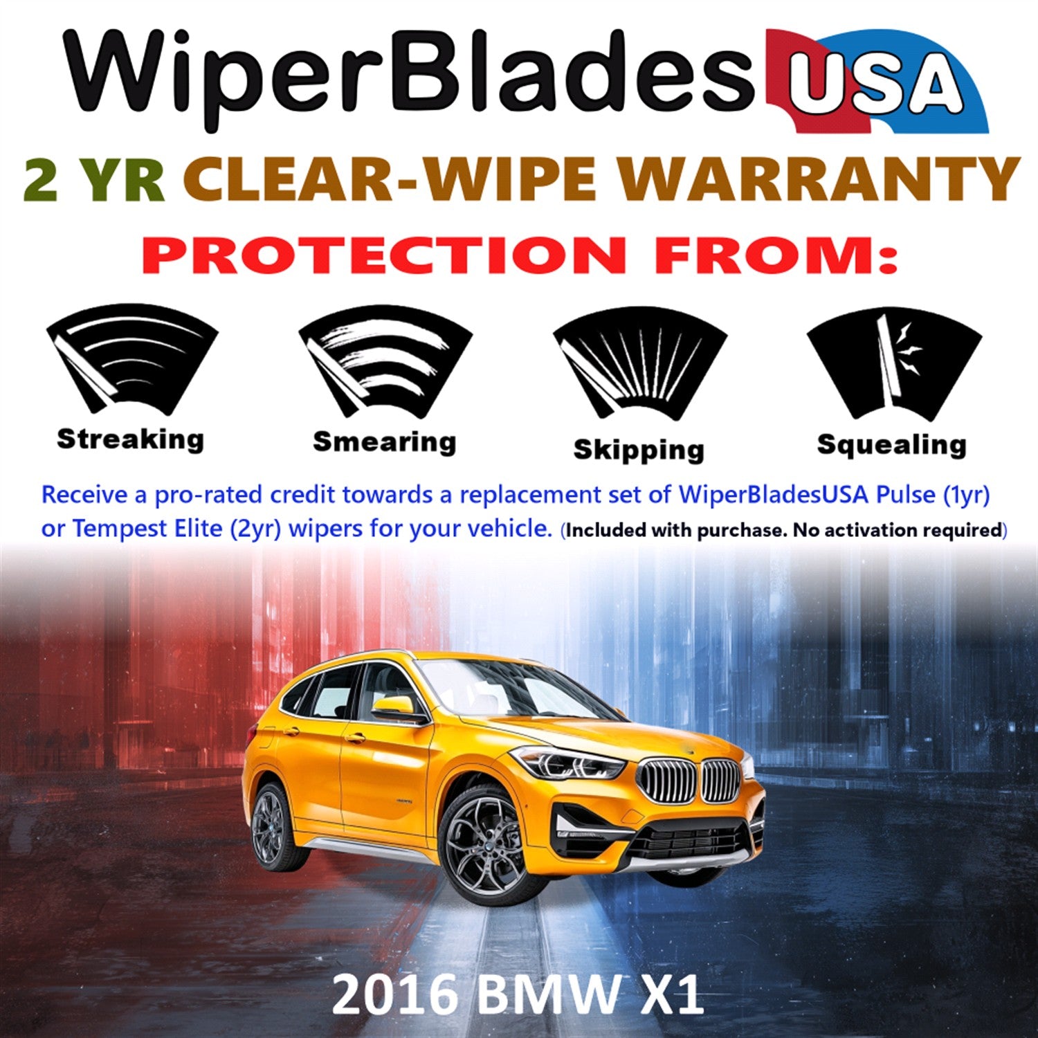 2016 BMW X1 Front Wiper blades Set  Includes 2yr Wear Warranty & Free Delivery