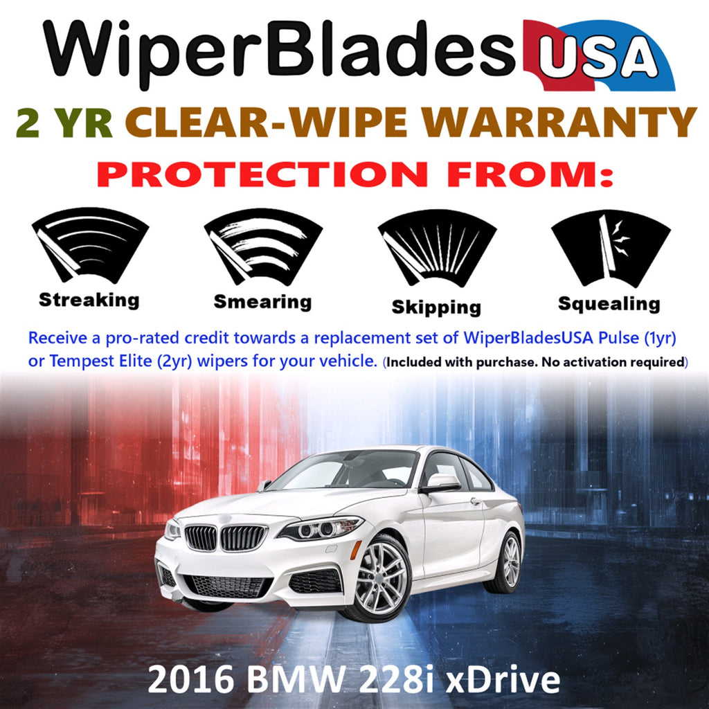 2016 BMW 228i xDrive Front Wiper blades Set  Includes 2yr Wear Warranty & Free Delivery