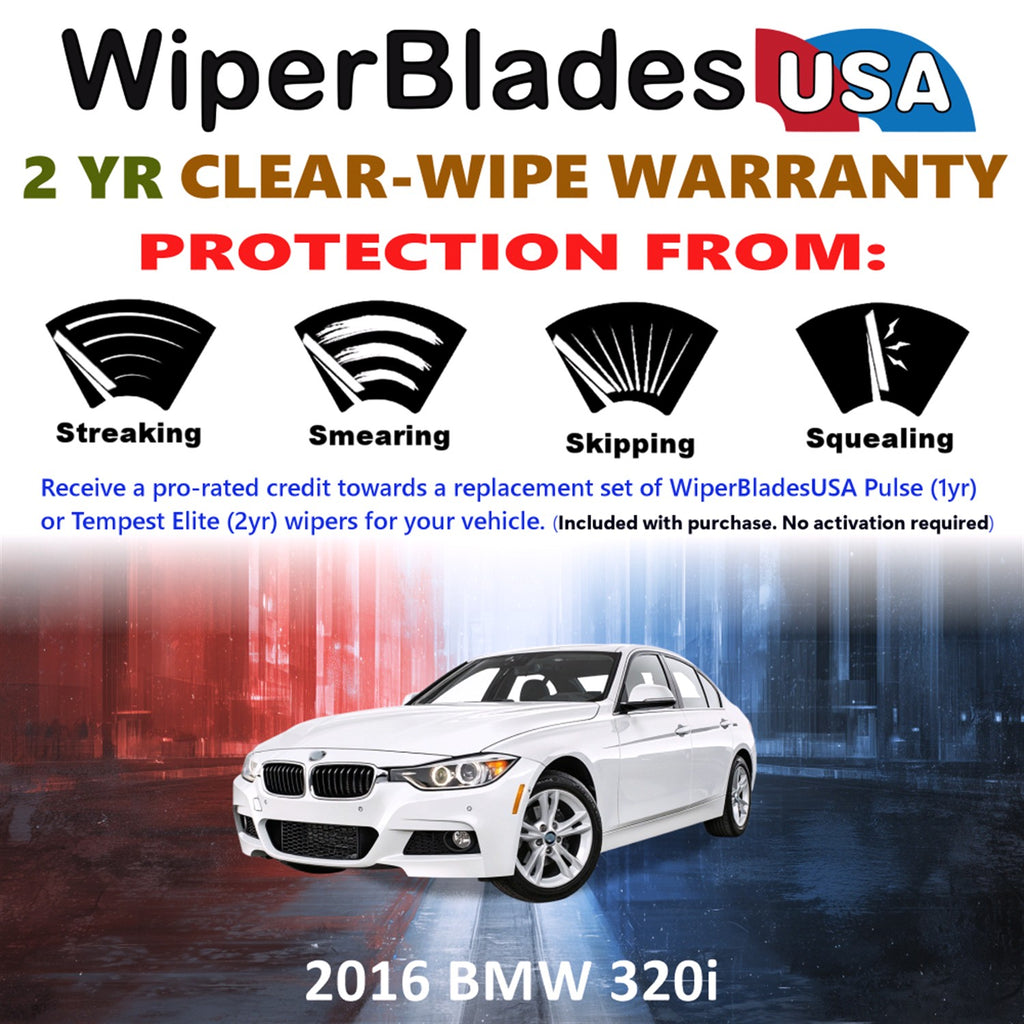 2016 BMW 320i Front Wiper blades Set  Includes 2yr Wear Warranty & Free Delivery