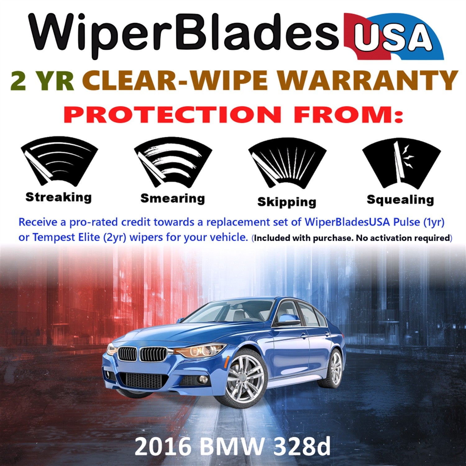 2016 BMW 328d Front Wiper blades Set  Includes 2yr Wear Warranty & Free Delivery