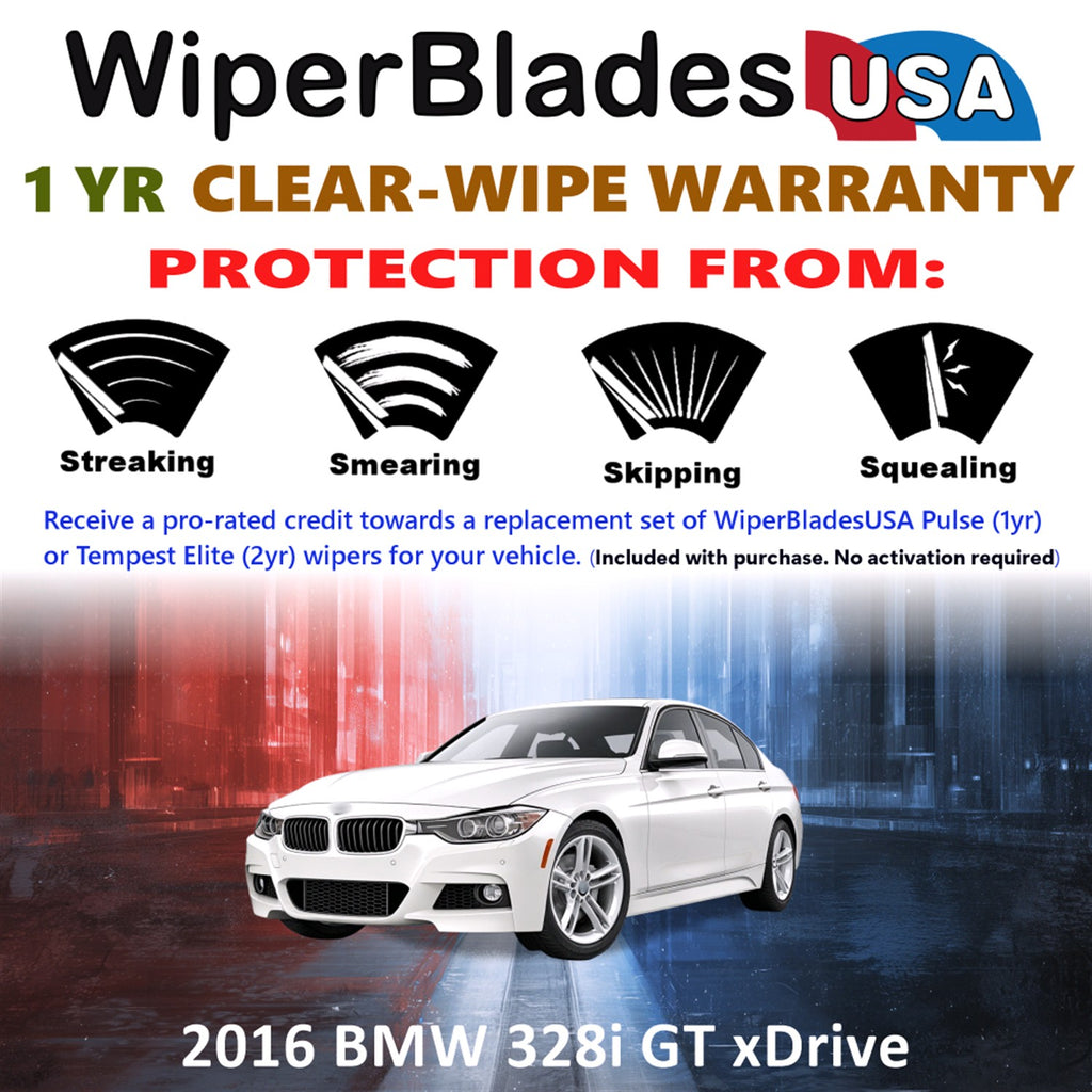 2016 BMW 328i GT xDrive Front Wiper blades Set Includes 1yr Wear Warranty & Free Delivery