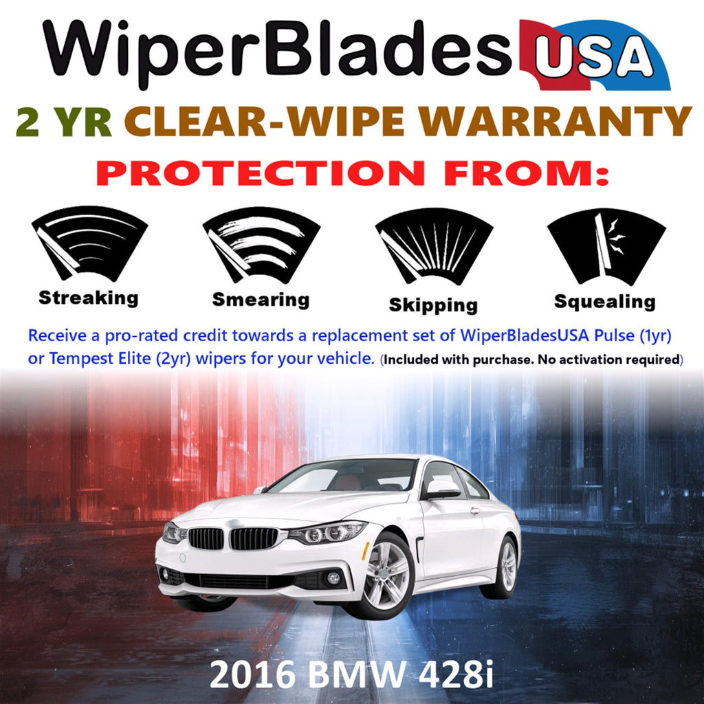 2016 BMW 428i Front Wiper blades Set  Includes 2yr Wear Warranty & Free Delivery