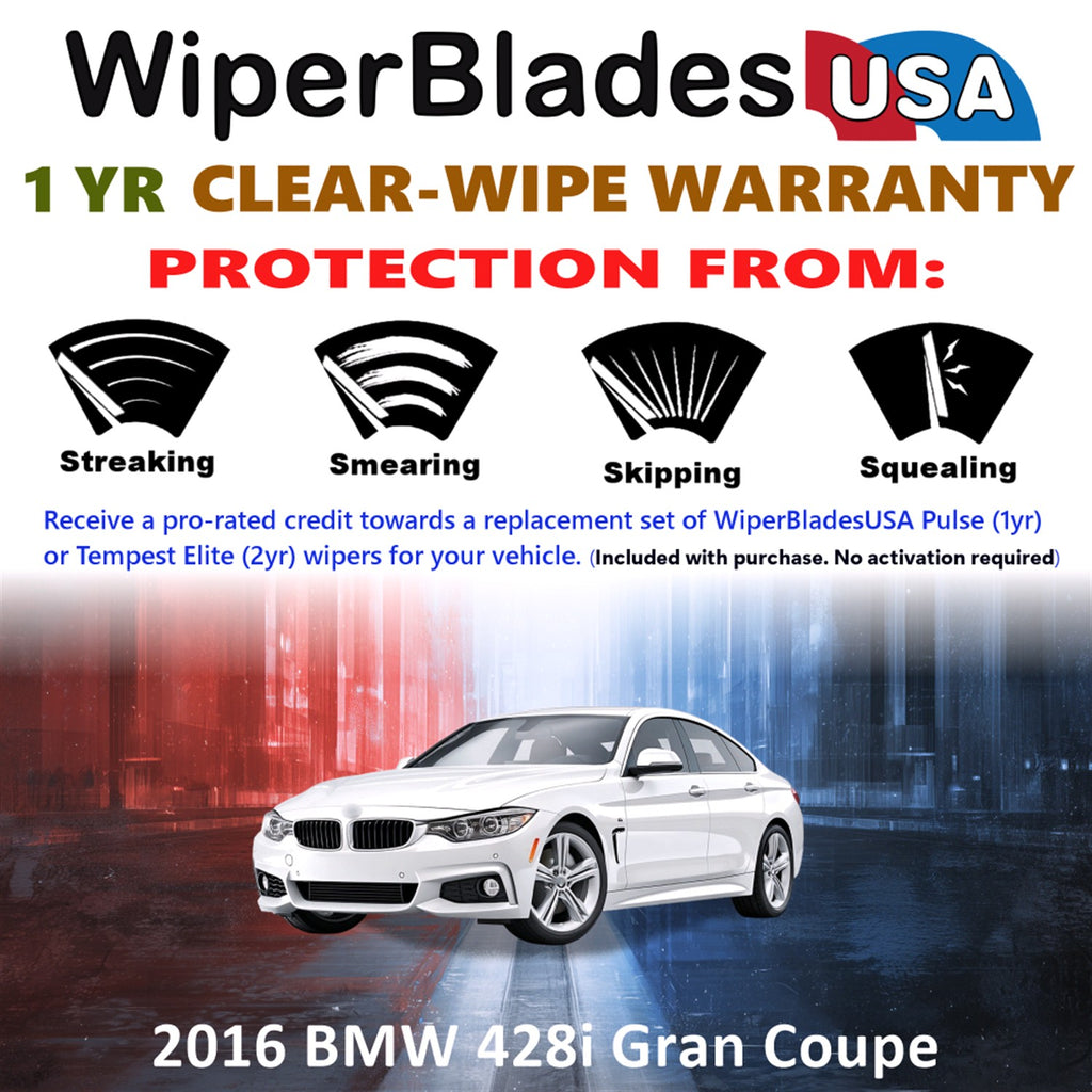 2016 BMW 428i Gran Coupe Front Wiper blades Set Includes 1yr Wear Warranty & Free Delivery