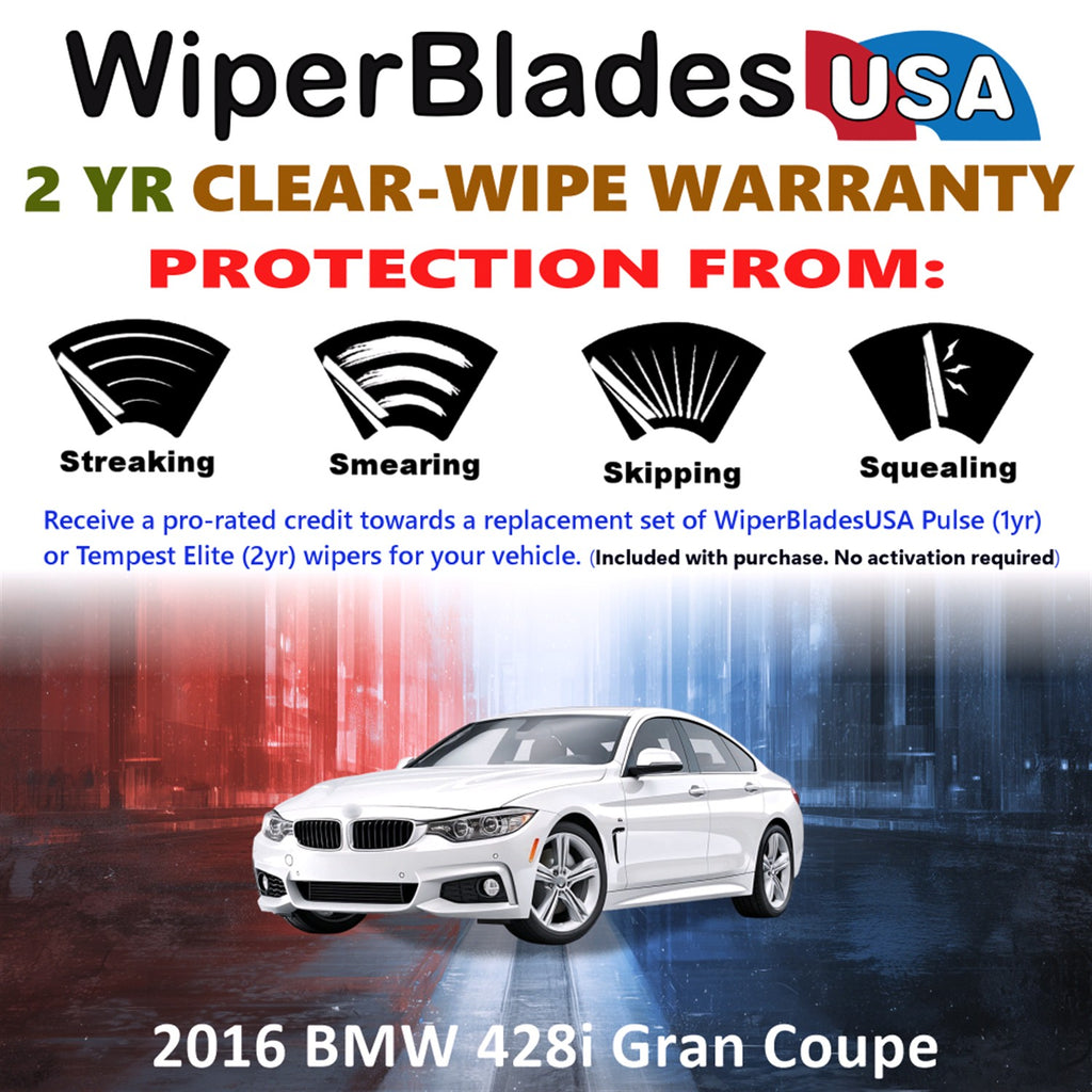 2016 BMW 428i Gran Coupe Front Wiper blades Set  Includes 2yr Wear Warranty & Free Delivery
