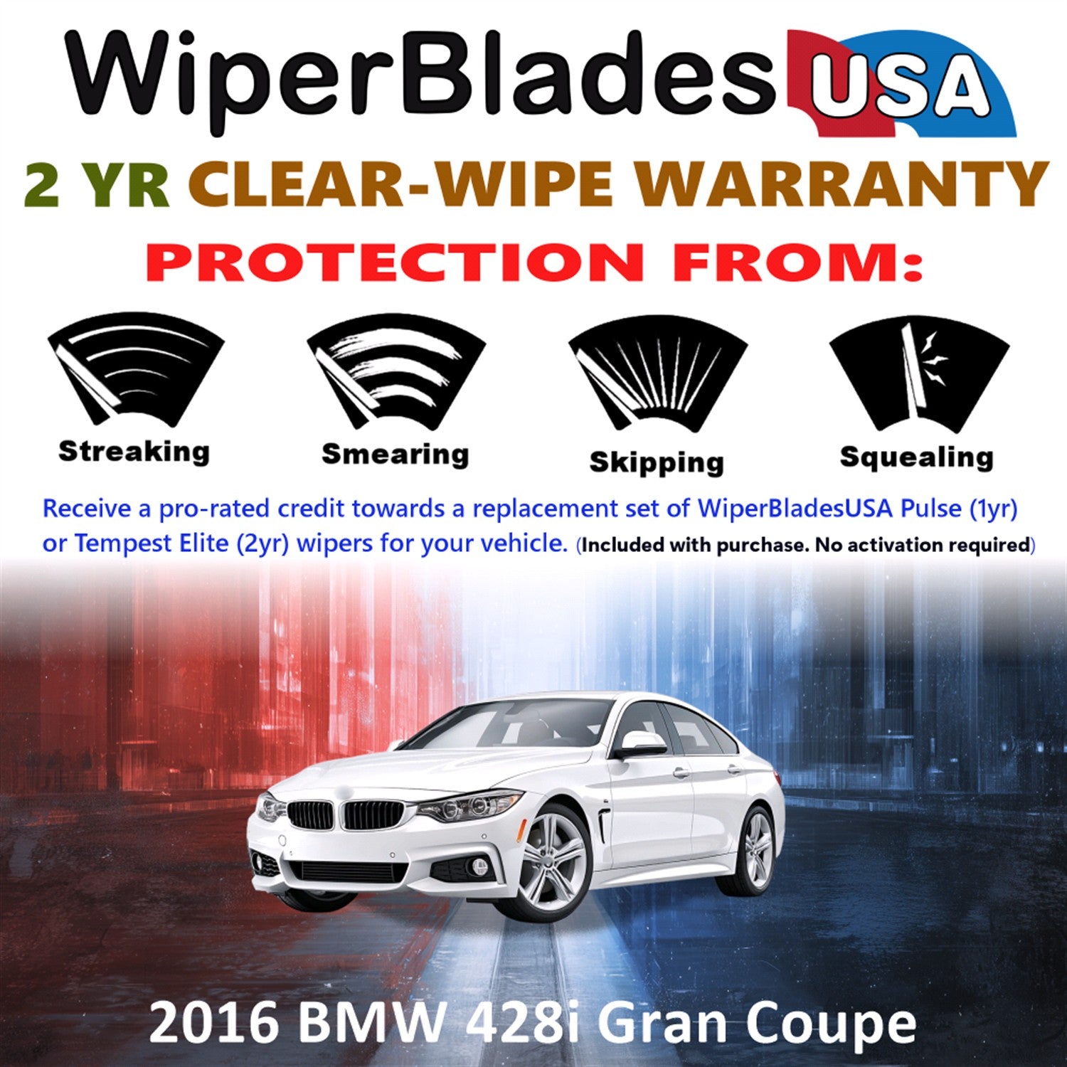2016 BMW 428i Gran Coupe Front Wiper blades Set  Includes 2yr Wear Warranty & Free Delivery
