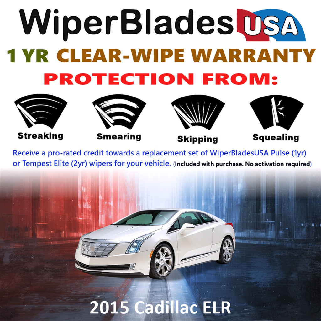 2015 Cadillac ELR Front Wiper blades Set Includes 1yr Wear Warranty & Free Delivery