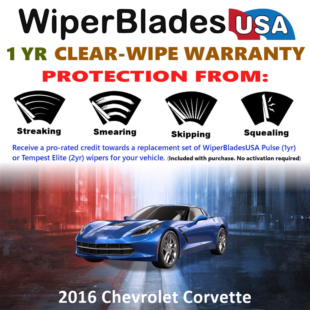 2016 Chevrolet Corvette Front Wiper blades Set Includes 1yr Wear Warranty & Free Delivery