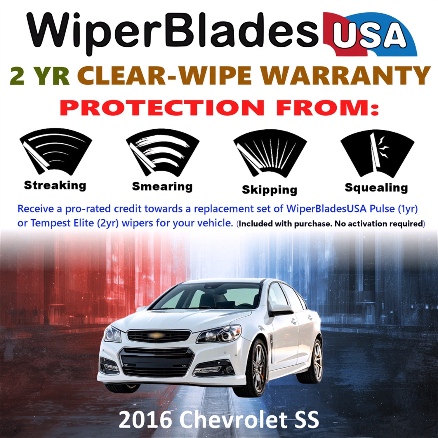 2016 Chevrolet SS Front Wiper blades Set  Includes 2yr Wear Warranty & Free Delivery