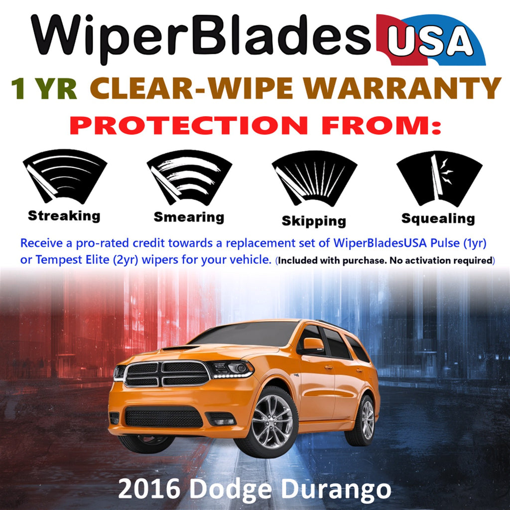 2016 Dodge Durango Front Wiper blades Set Includes 1yr Wear Warranty & Free Delivery