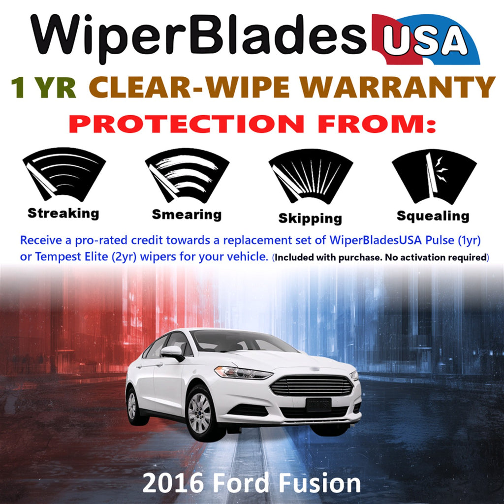 2016 Ford Fusion Front Wiper blades Set Includes 1yr Wear Warranty & Free Delivery