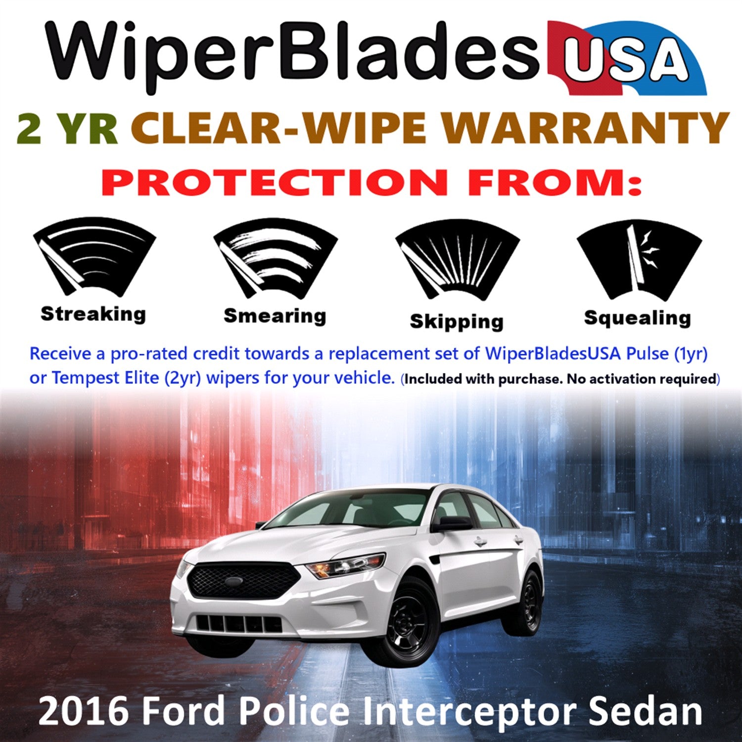 2016 Ford Police Interceptor Sedan Front Wiper blades Set  Includes 2yr Wear Warranty & Free Delivery