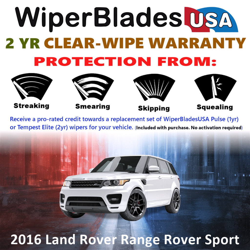 2016 Land Rover Range Rover Sport Front Wiper blades Set  Includes 2yr Wear Warranty & Free Delivery