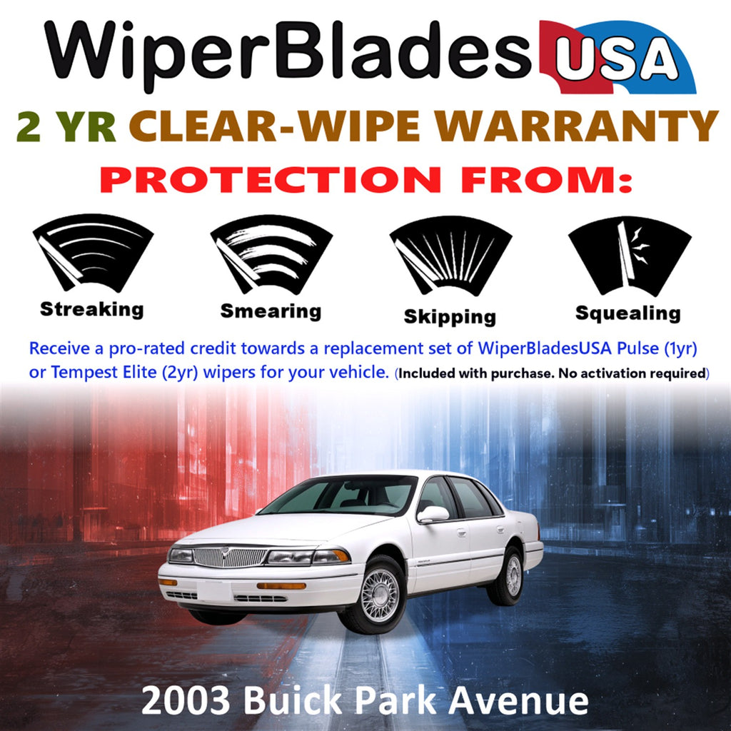 2003 Buick Park Avenue Front Wiper blades Set  Includes 2yr Wear Warranty & Free Delivery
