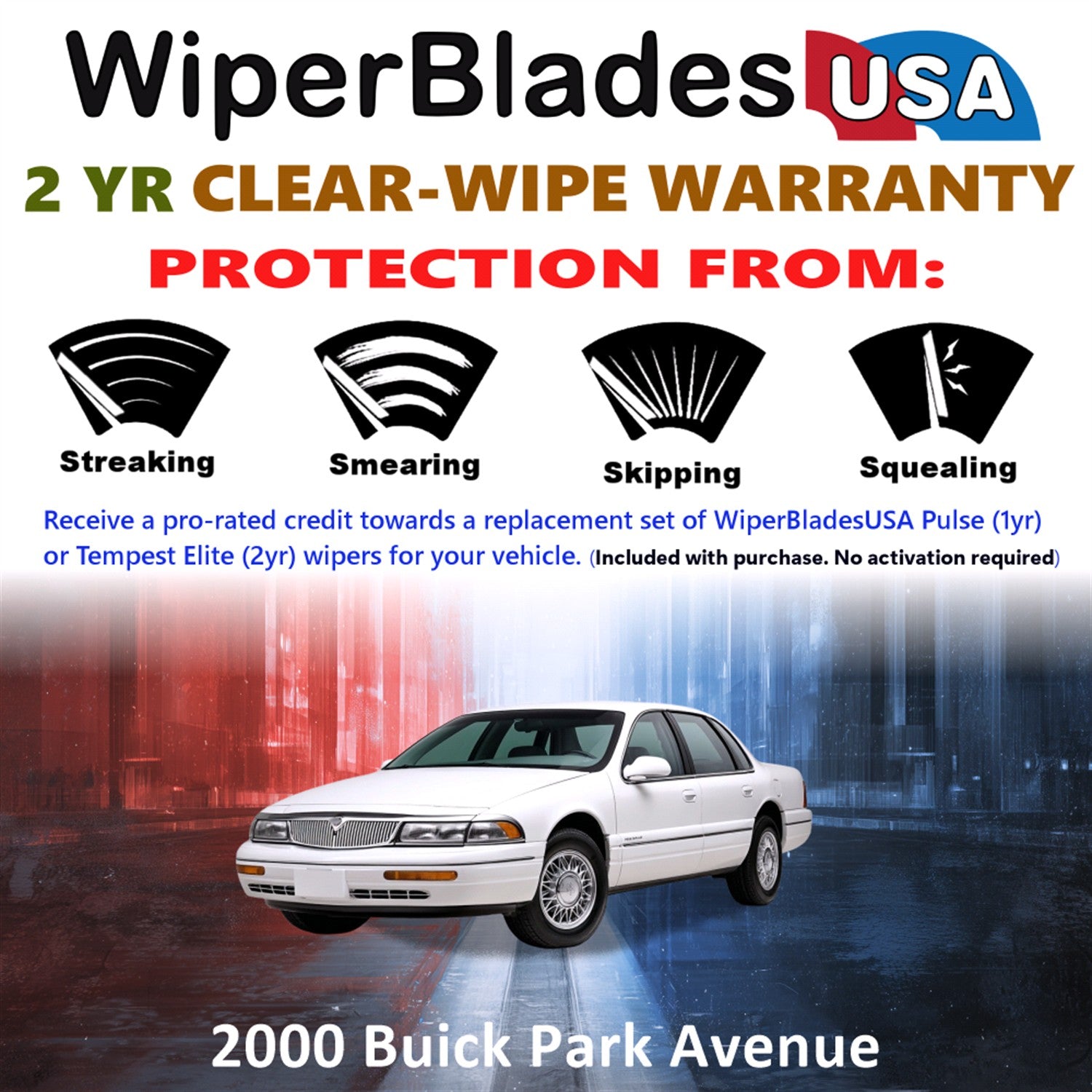2000 Buick Park Avenue Front Wiper blades Set  Includes 2yr Wear Warranty & Free Delivery