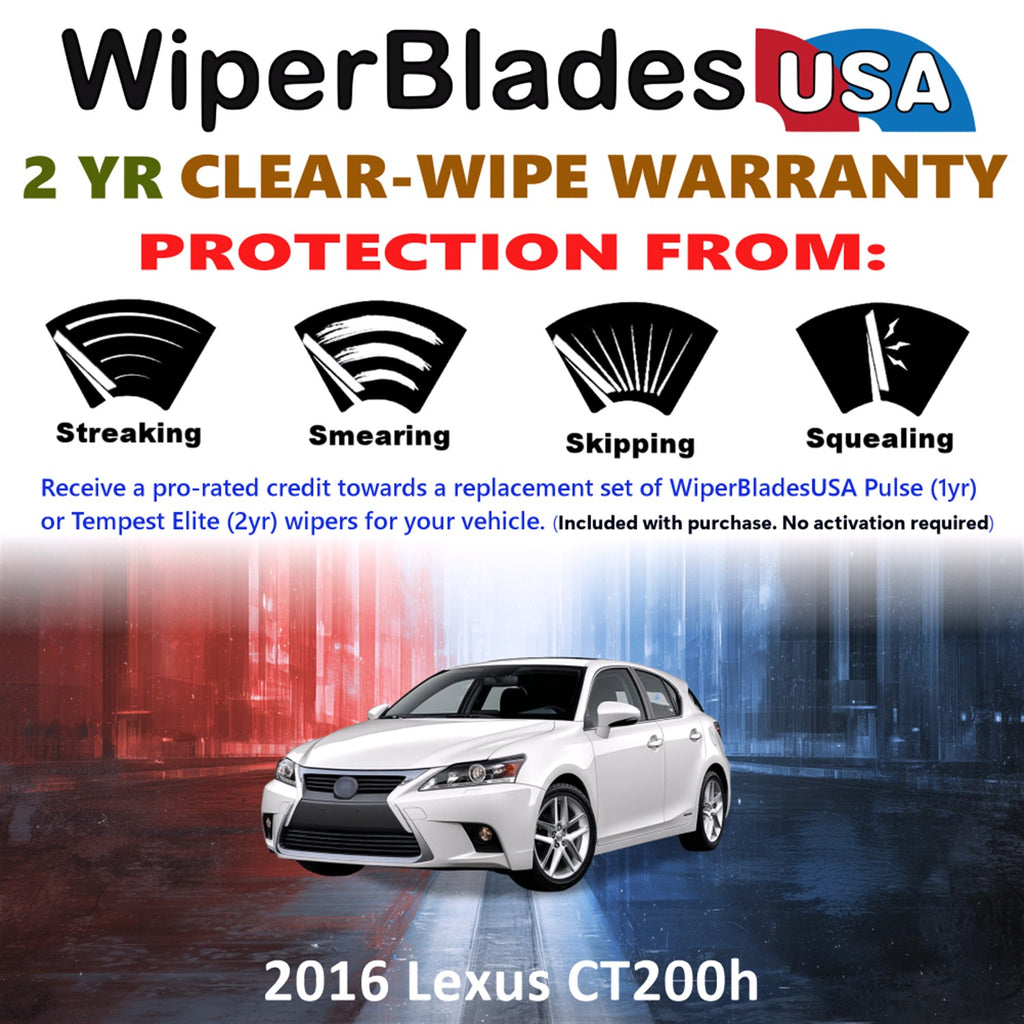 2016 Lexus CT200h Front Wiper blades Set  Includes 2yr Wear Warranty & Free Delivery