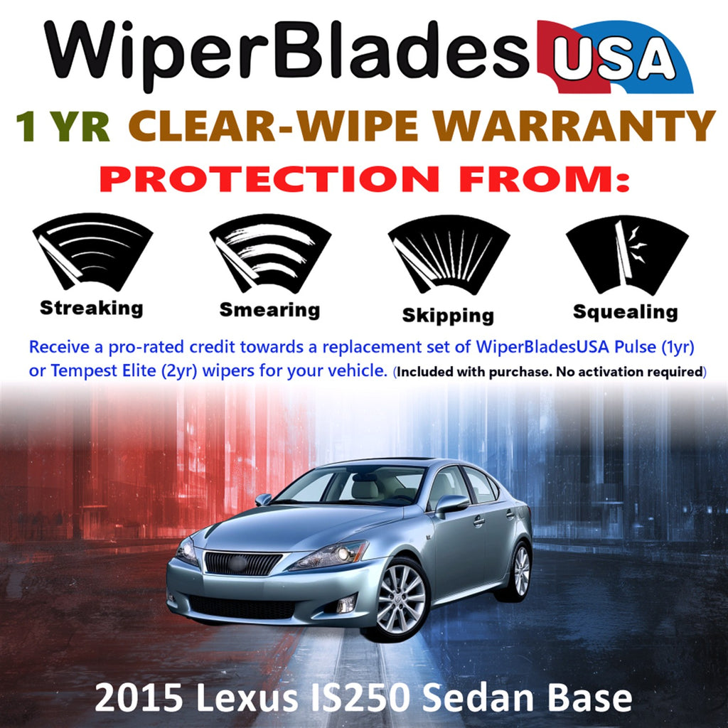 2015 Lexus IS250 Base Front Wiper blades Set Includes 1yr Wear Warranty & Free Delivery