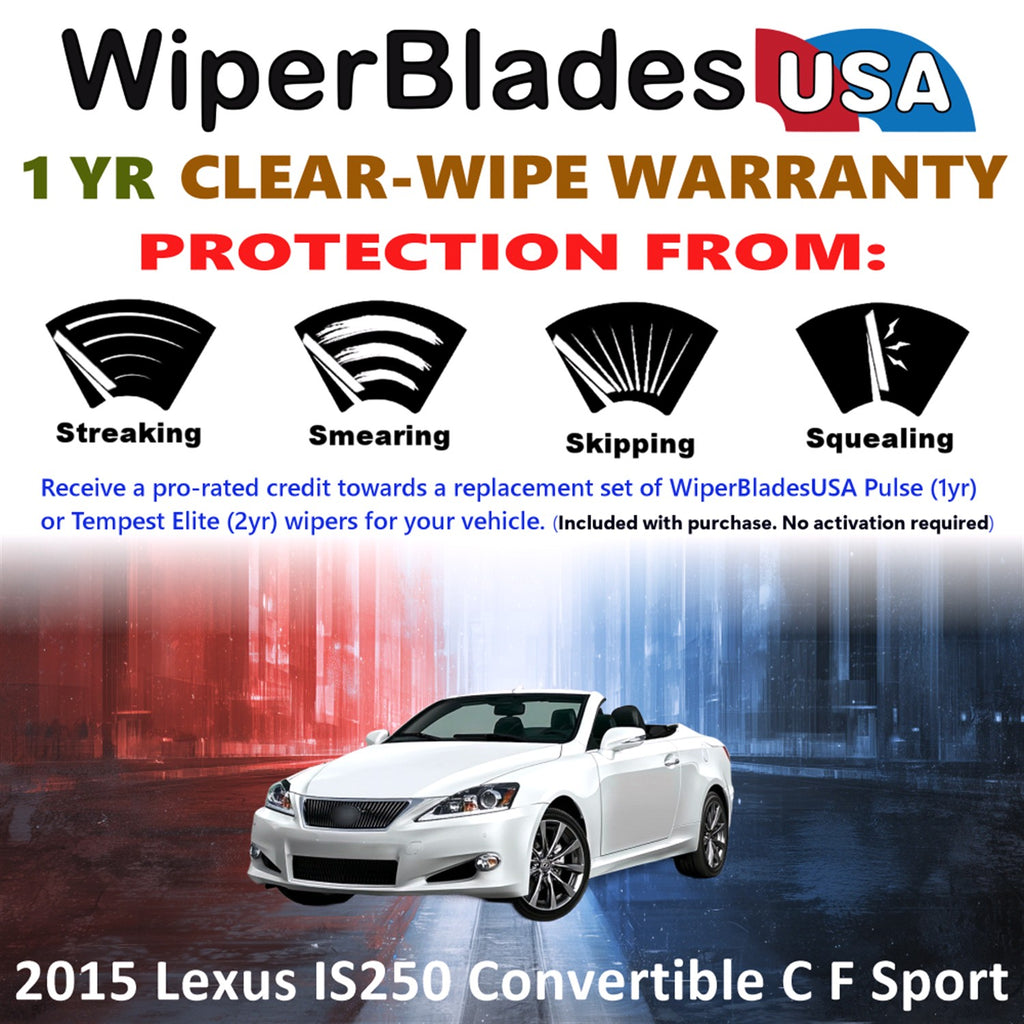 2015 Lexus IS250 C F Sport Front Wiper blades Set Includes 1yr Wear Warranty & Free Delivery