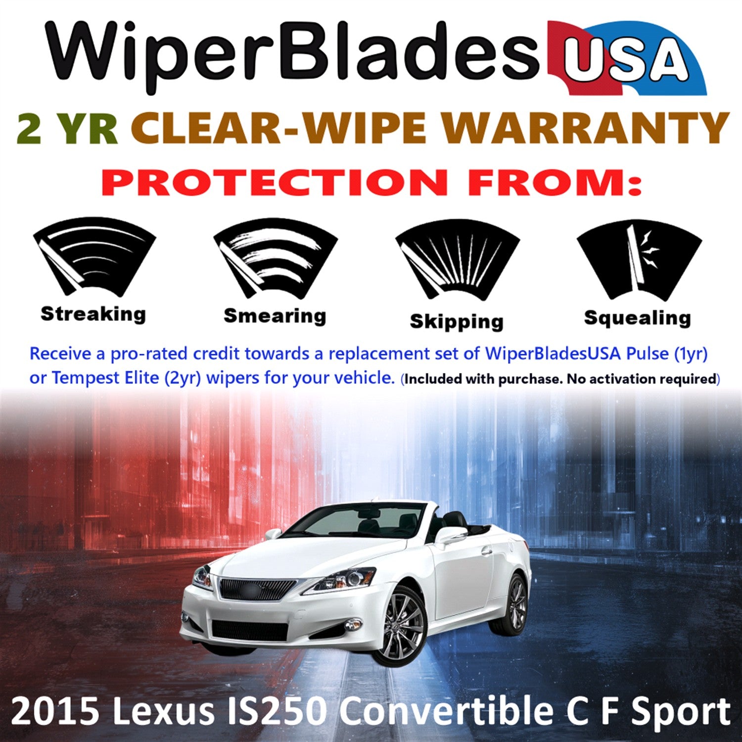 2015 Lexus IS250 C F Sport Front Wiper blades Set  Includes 2yr Wear Warranty & Free Delivery