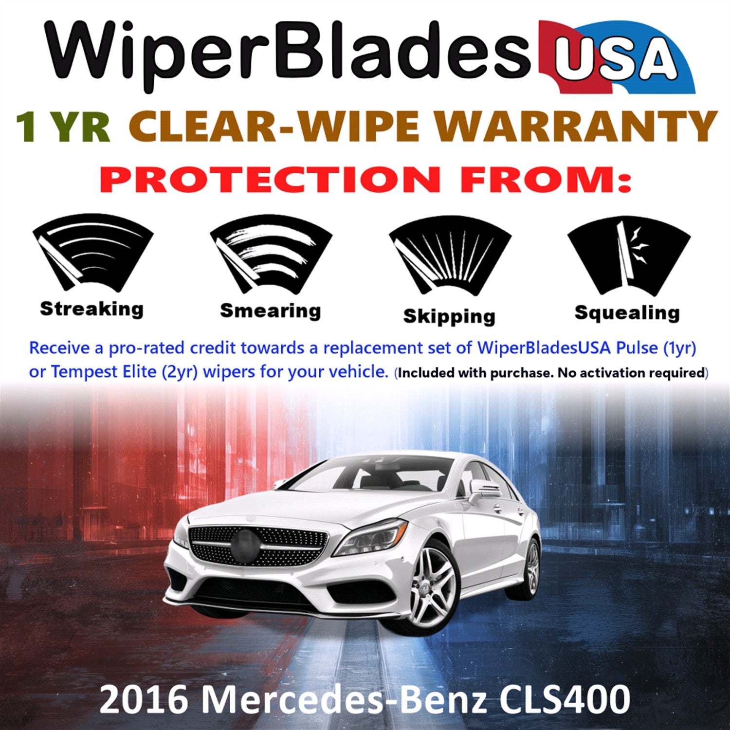 2016 Mercedes-Benz CLS400 Front Wiper blades Set Includes 1yr Wear Warranty & Free Delivery
