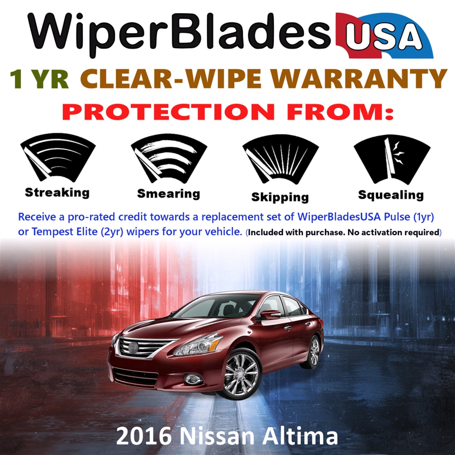 2016 Nissan Altima Front Wiper blades Set Includes 1yr Wear Warranty & Free Delivery