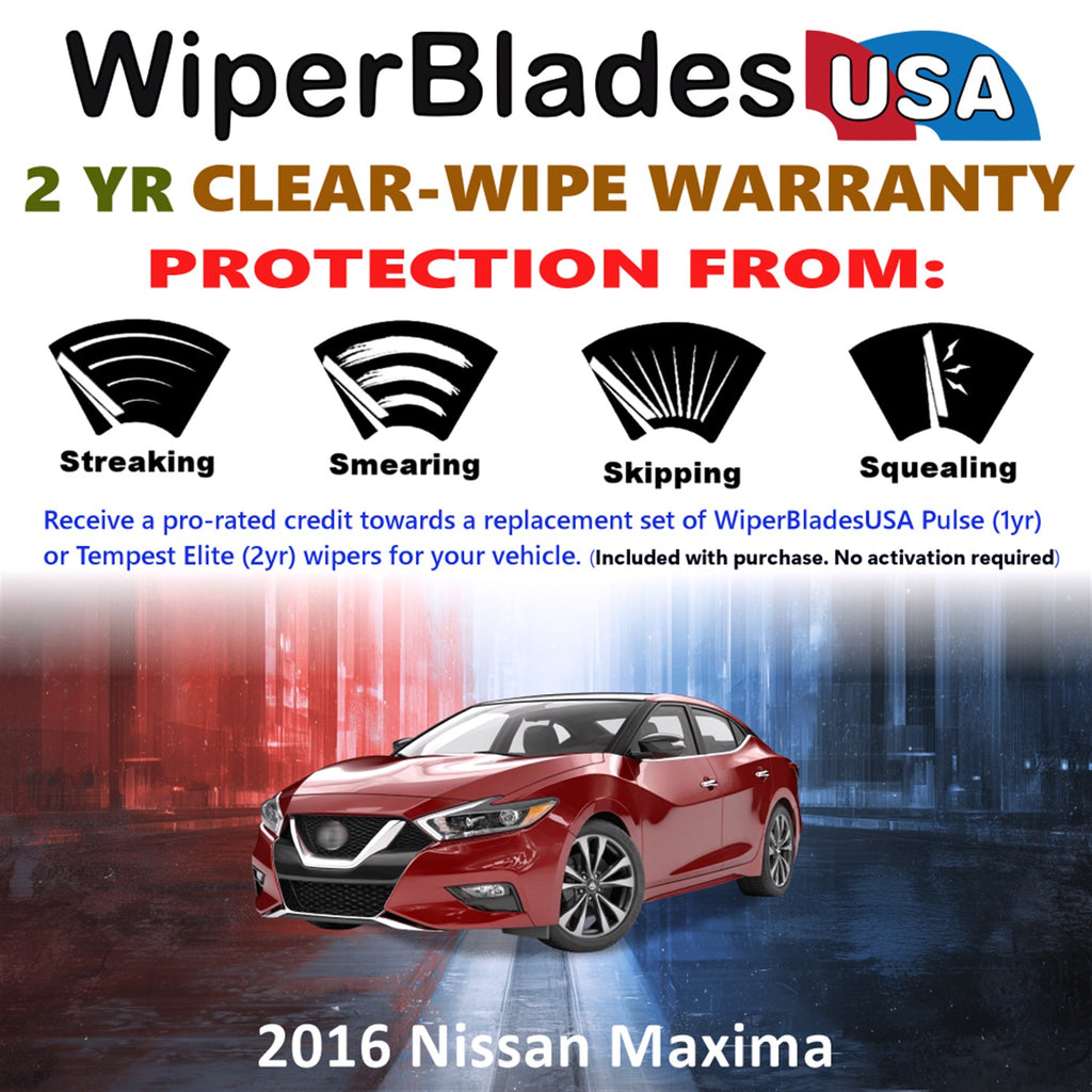 2016 Nissan Maxima Front Wiper blades Set  Includes 2yr Wear Warranty & Free Delivery