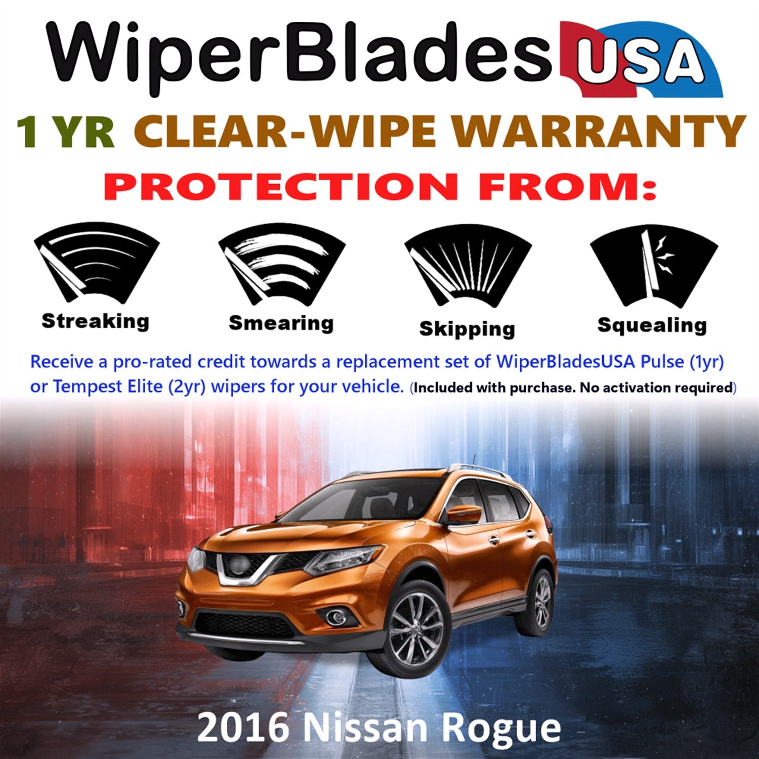 2016 Nissan Rogue Front Wiper blades Set Includes 1yr Wear Warranty & Free Delivery
