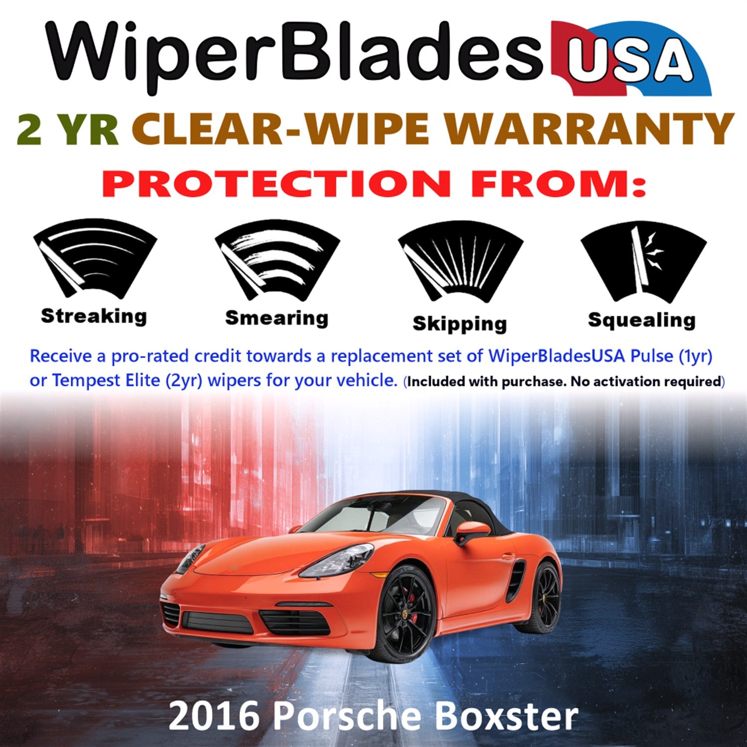 2016 Porsche Boxster Front Wiper blades Set  Includes 2yr Wear Warranty & Free Delivery