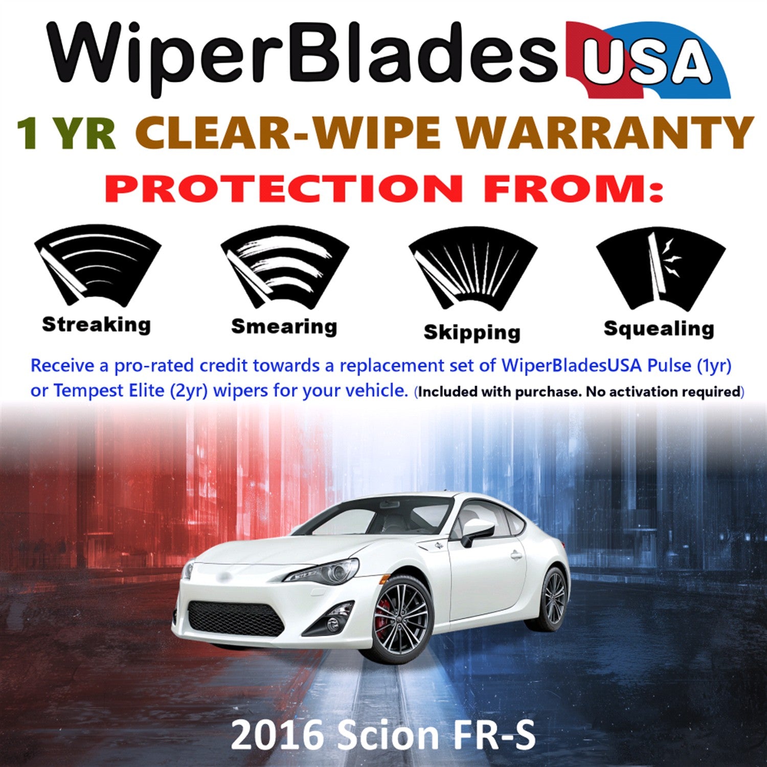 2016 Scion FR-S Front Wiper blades Set Includes 1yr Wear Warranty & Free Delivery
