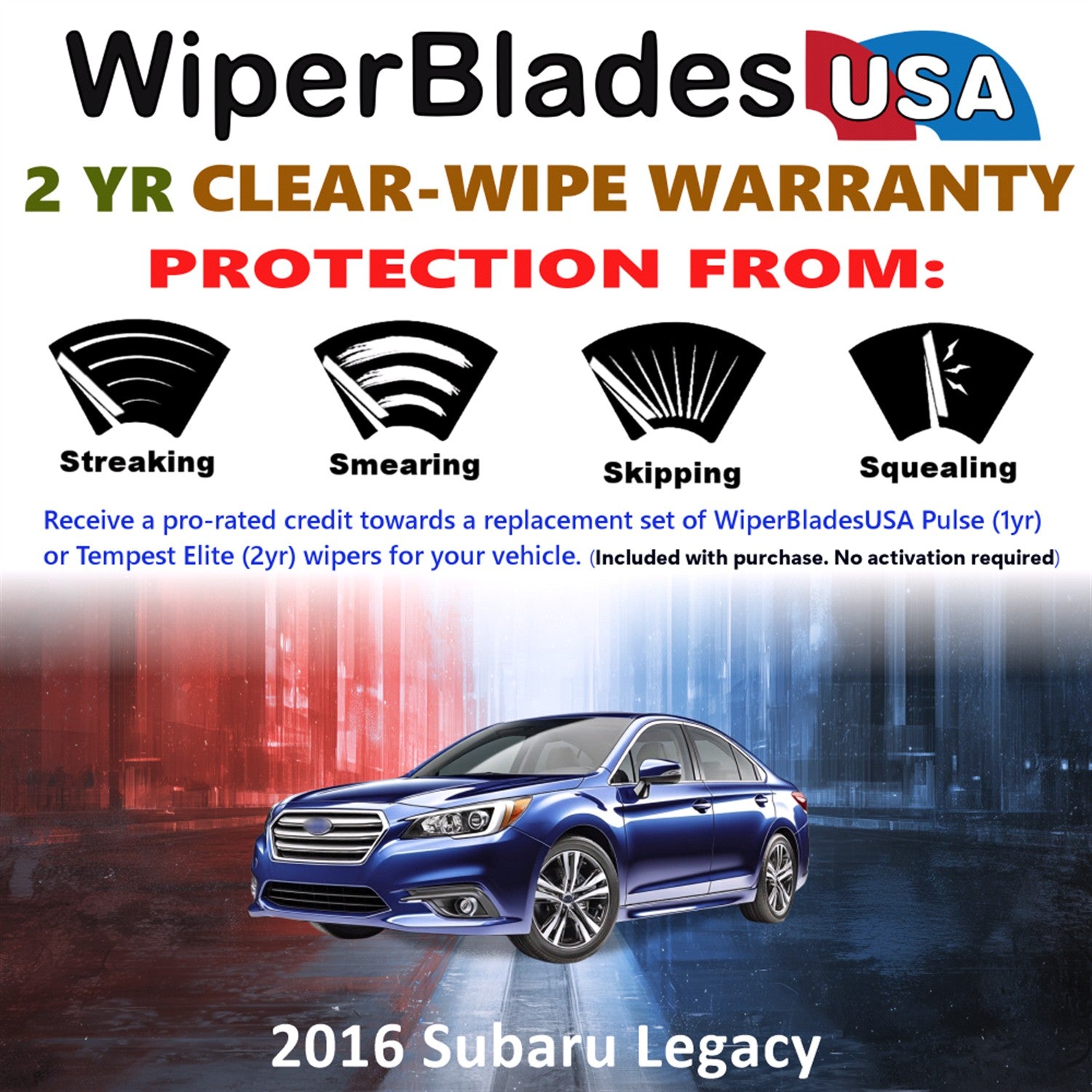 2016 Subaru Legacy Front Wiper blades Set  Includes 2yr Wear Warranty & Free Delivery