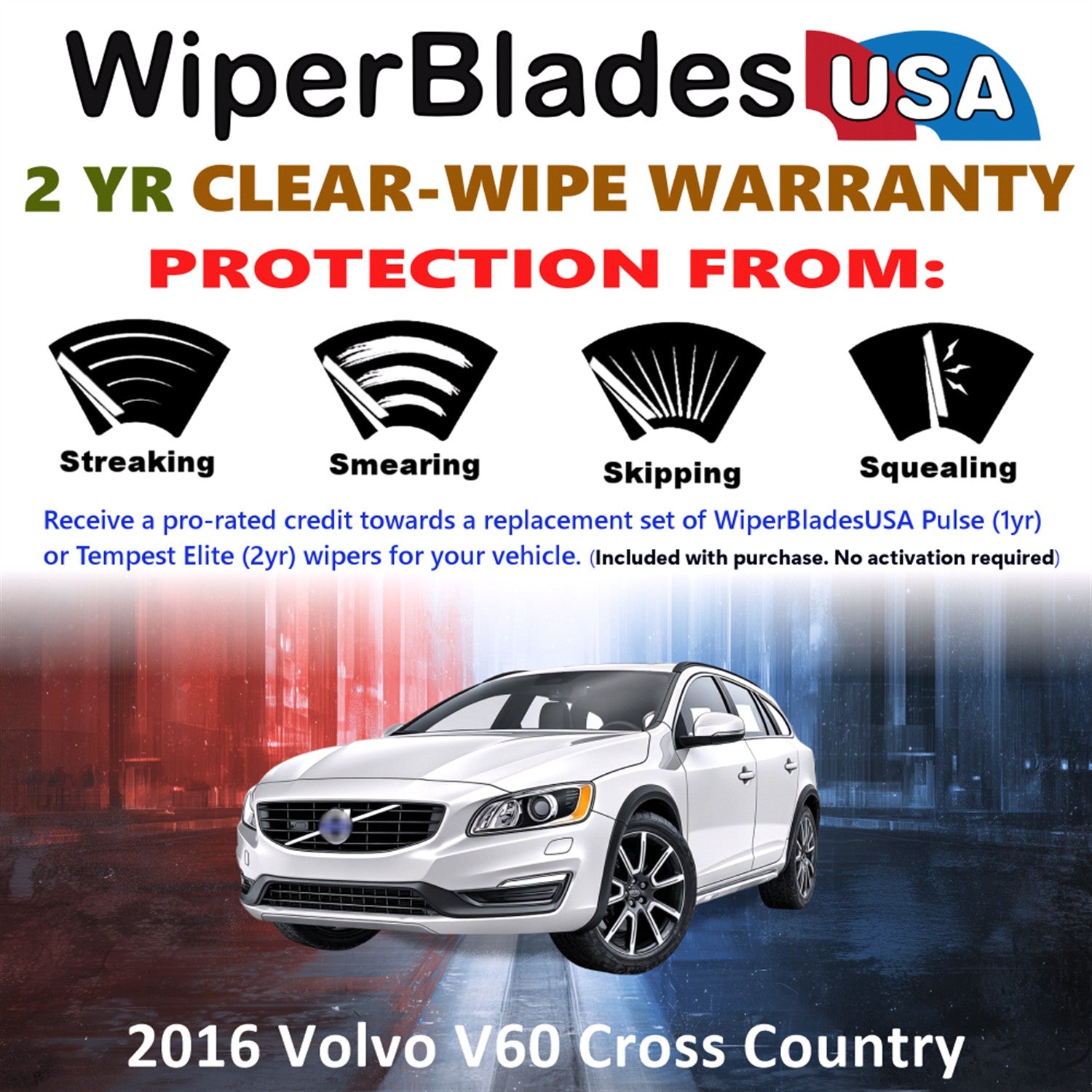 2016 Volvo V60 Cross Country Front Wiper blades Set  Includes 2yr Wear Warranty & Free Delivery