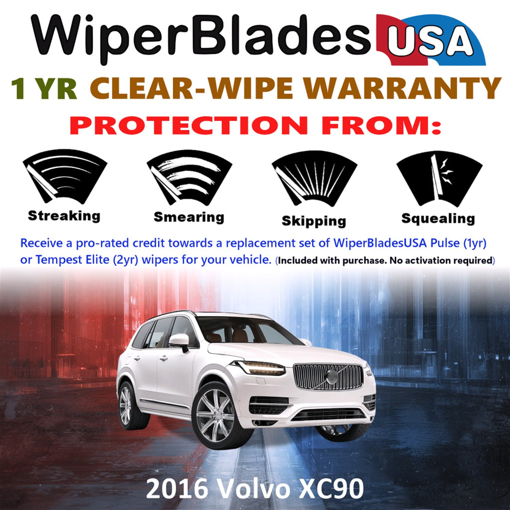 2016 Volvo XC90 Front w/Rear Wiper blades Set Includes 1yr Wear Warranty & Free Delivery