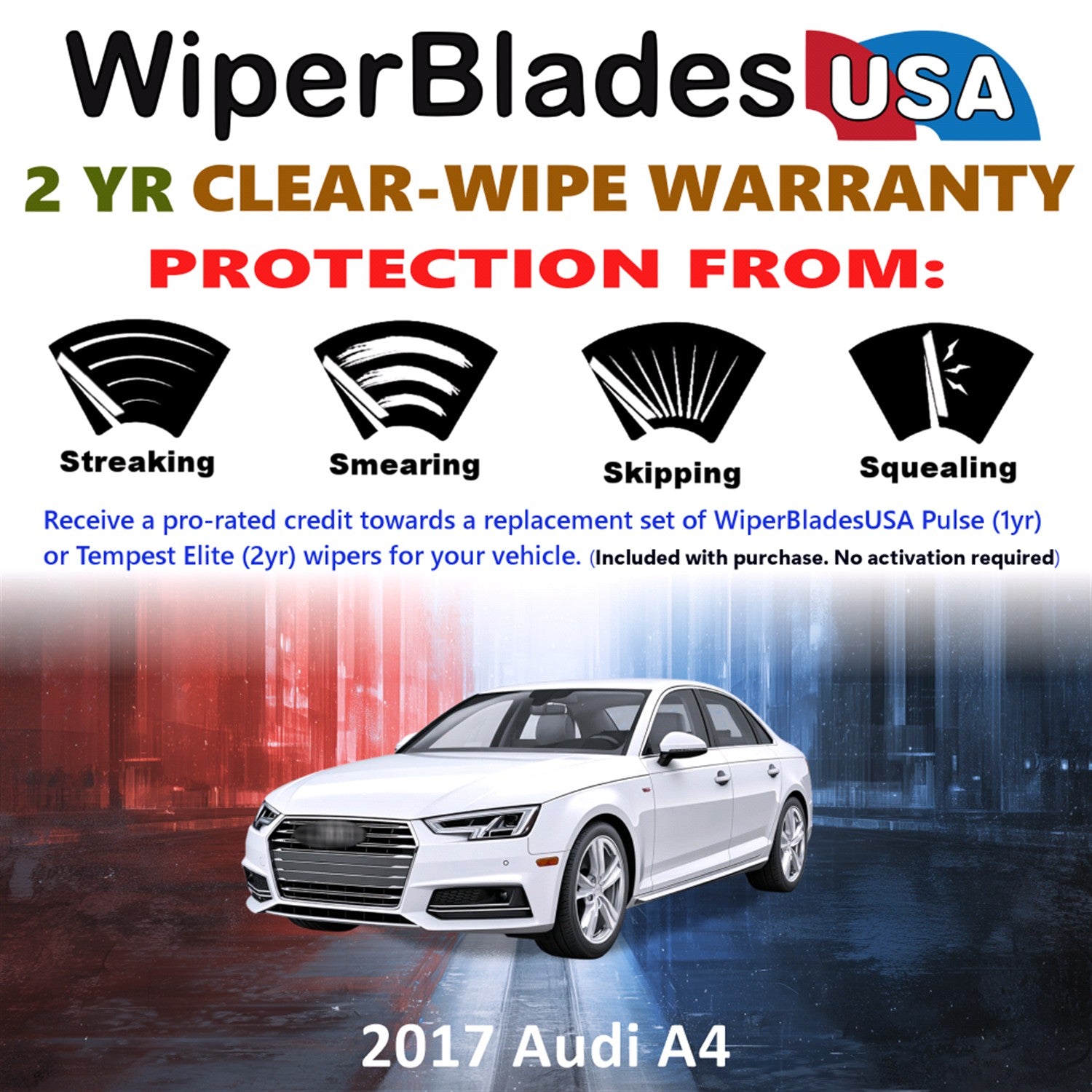 2017 Audi A4 Front Wiper blades Set  Includes 2yr Wear Warranty & Free Delivery