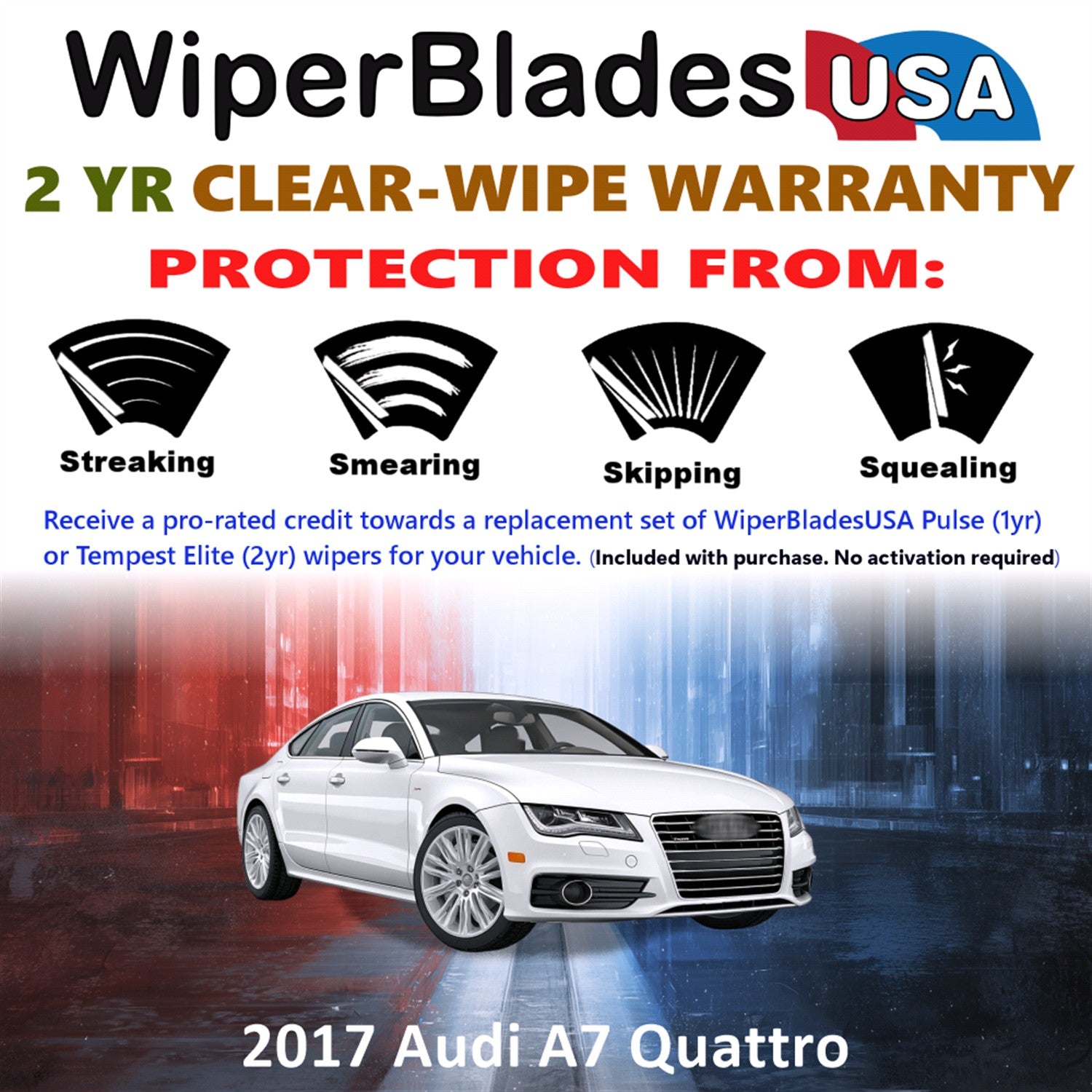 2017 Audi A7 Quattro Front Wiper blades Set  Includes 2yr Wear Warranty & Free Delivery
