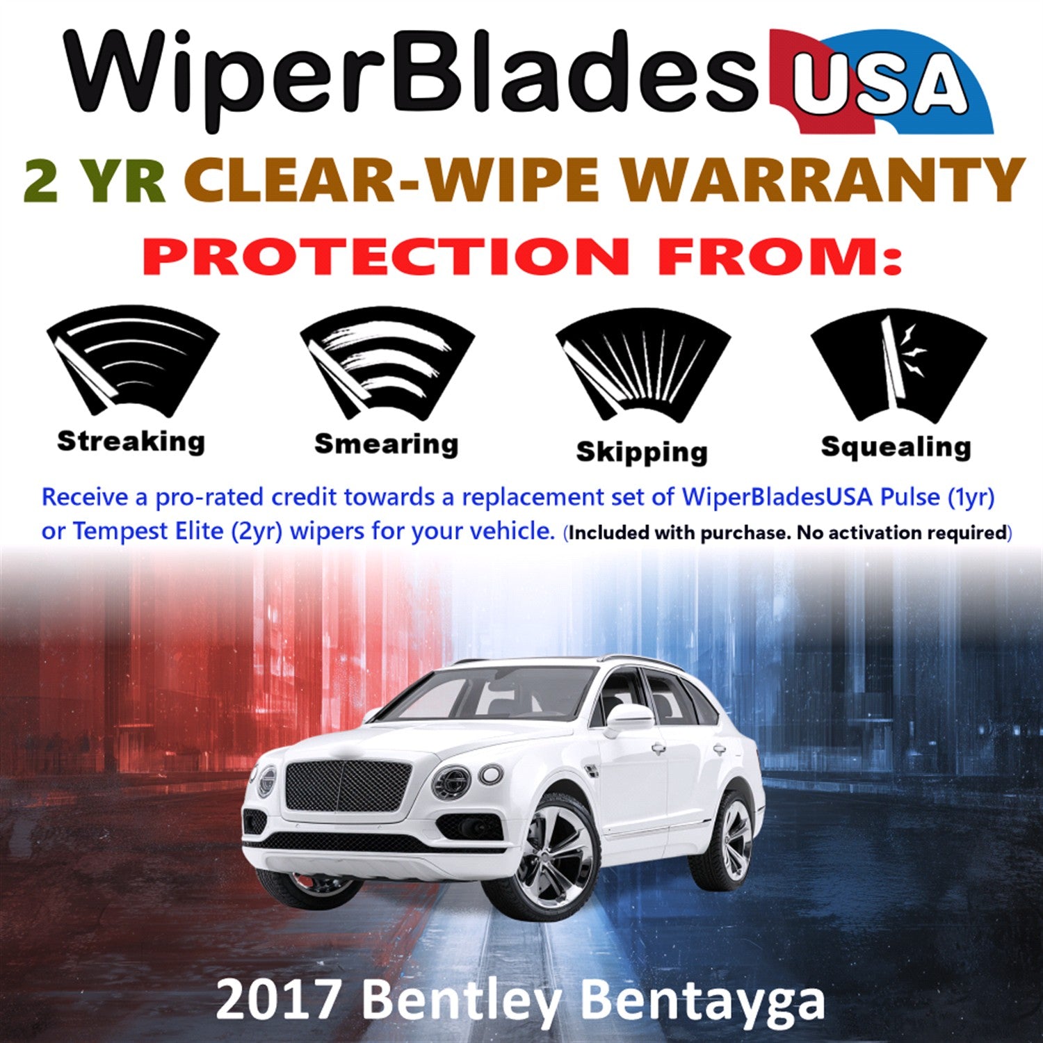 2017 Bentley Bentayga Front Wiper blades Set  Includes 2yr Wear Warranty & Free Delivery