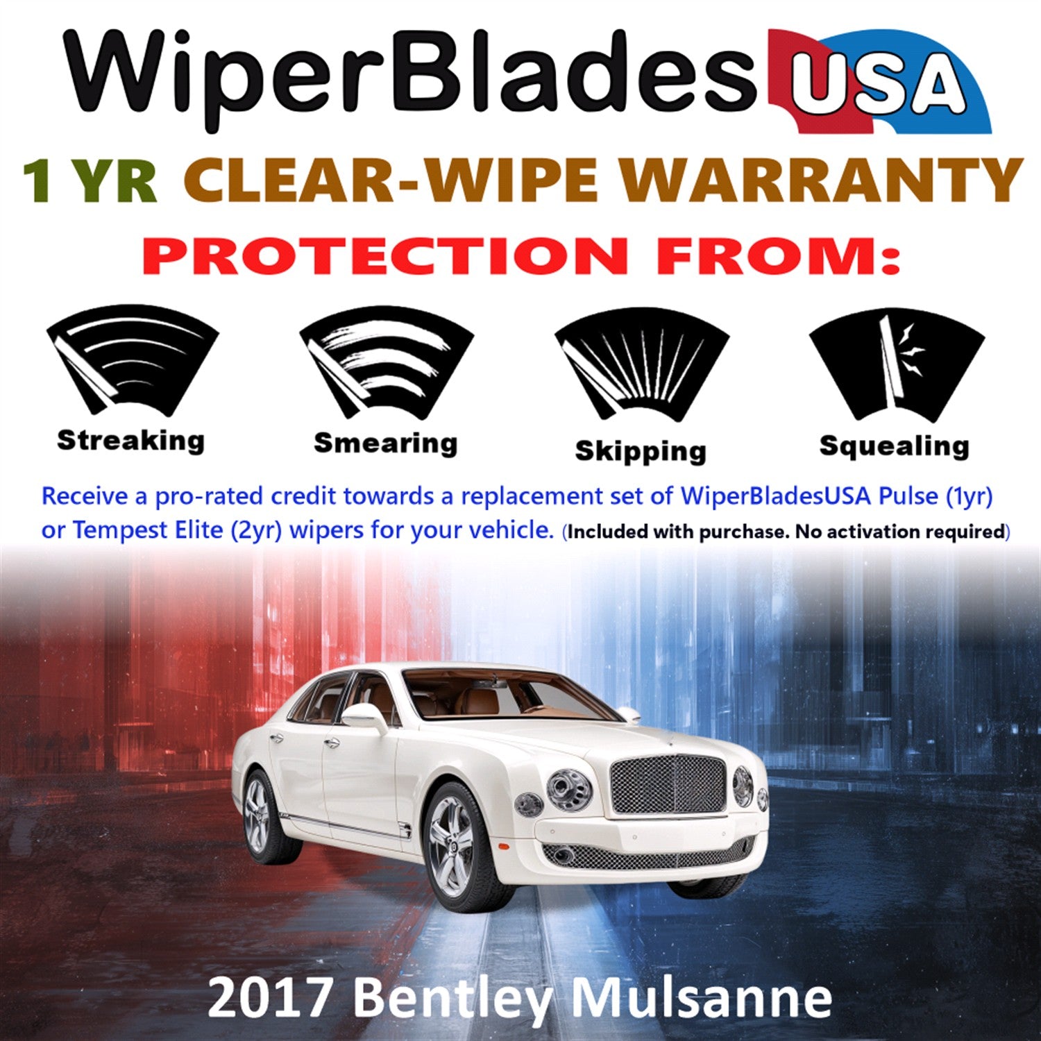 2017 Bentley Mulsanne Front Wiper blades Set Includes 1yr Wear Warranty & Free Delivery