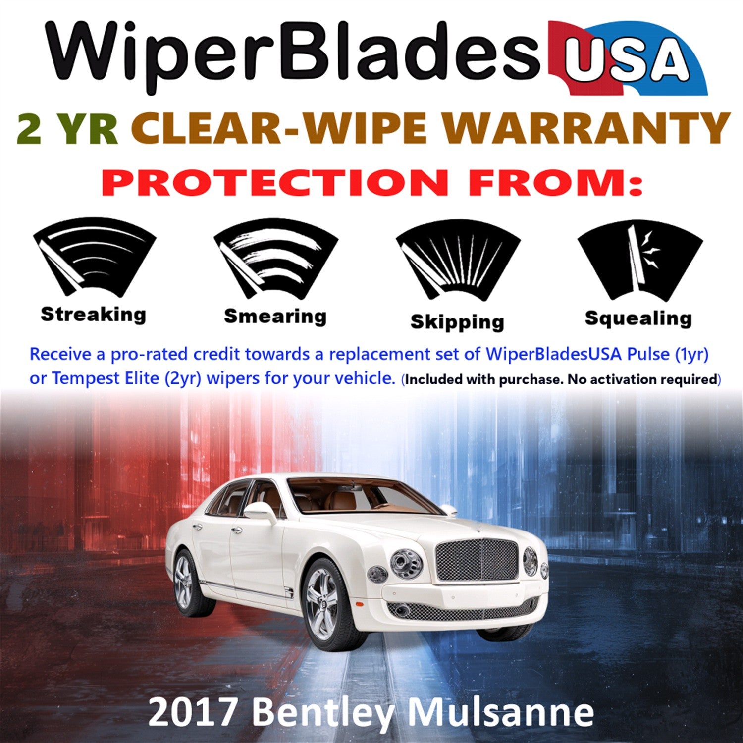 2017 Bentley Mulsanne Front Wiper blades Set  Includes 2yr Wear Warranty & Free Delivery