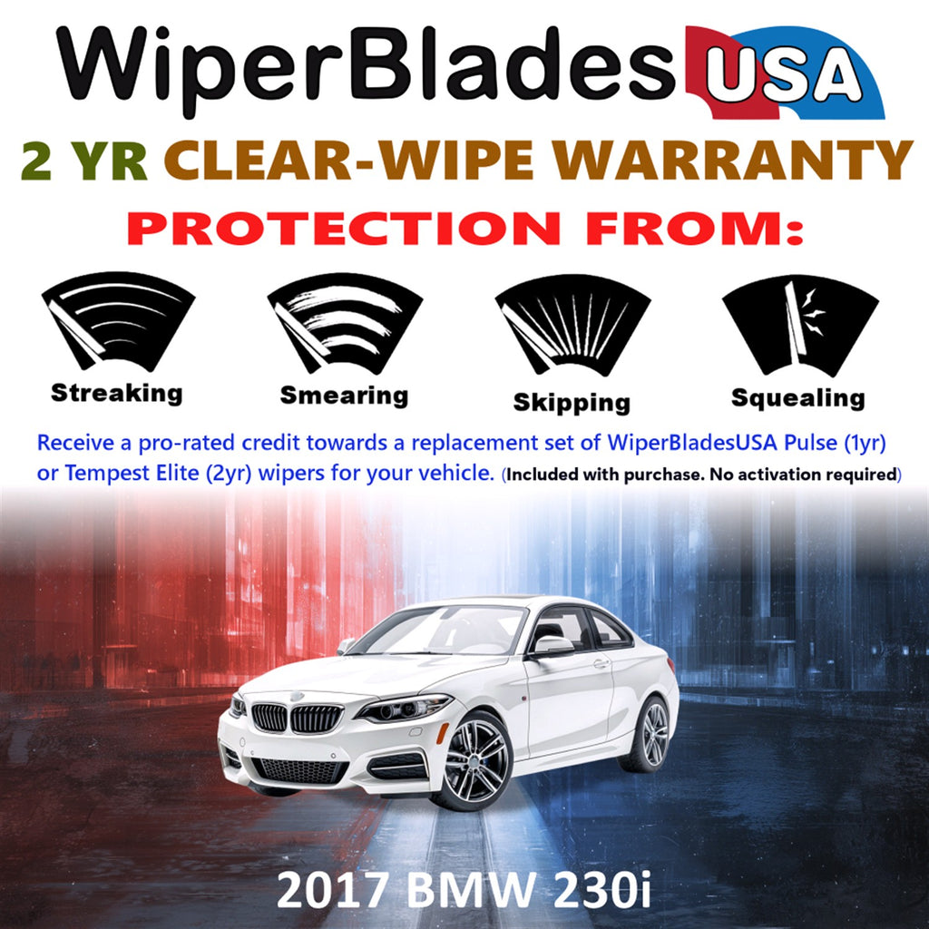 2017 BMW 230i Front Wiper blades Set  Includes 2yr Wear Warranty & Free Delivery