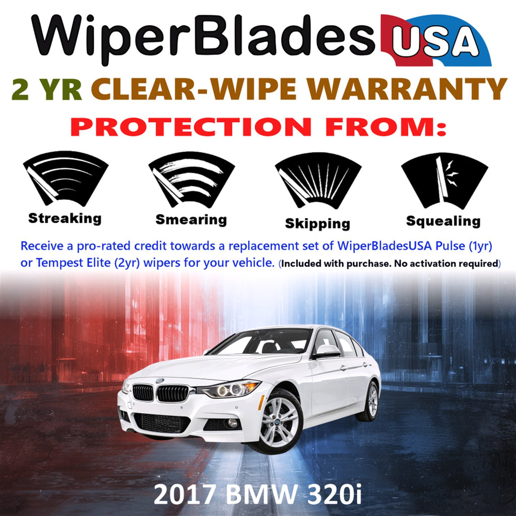 2017 BMW 320i Front Wiper blades Set  Includes 2yr Wear Warranty & Free Delivery
