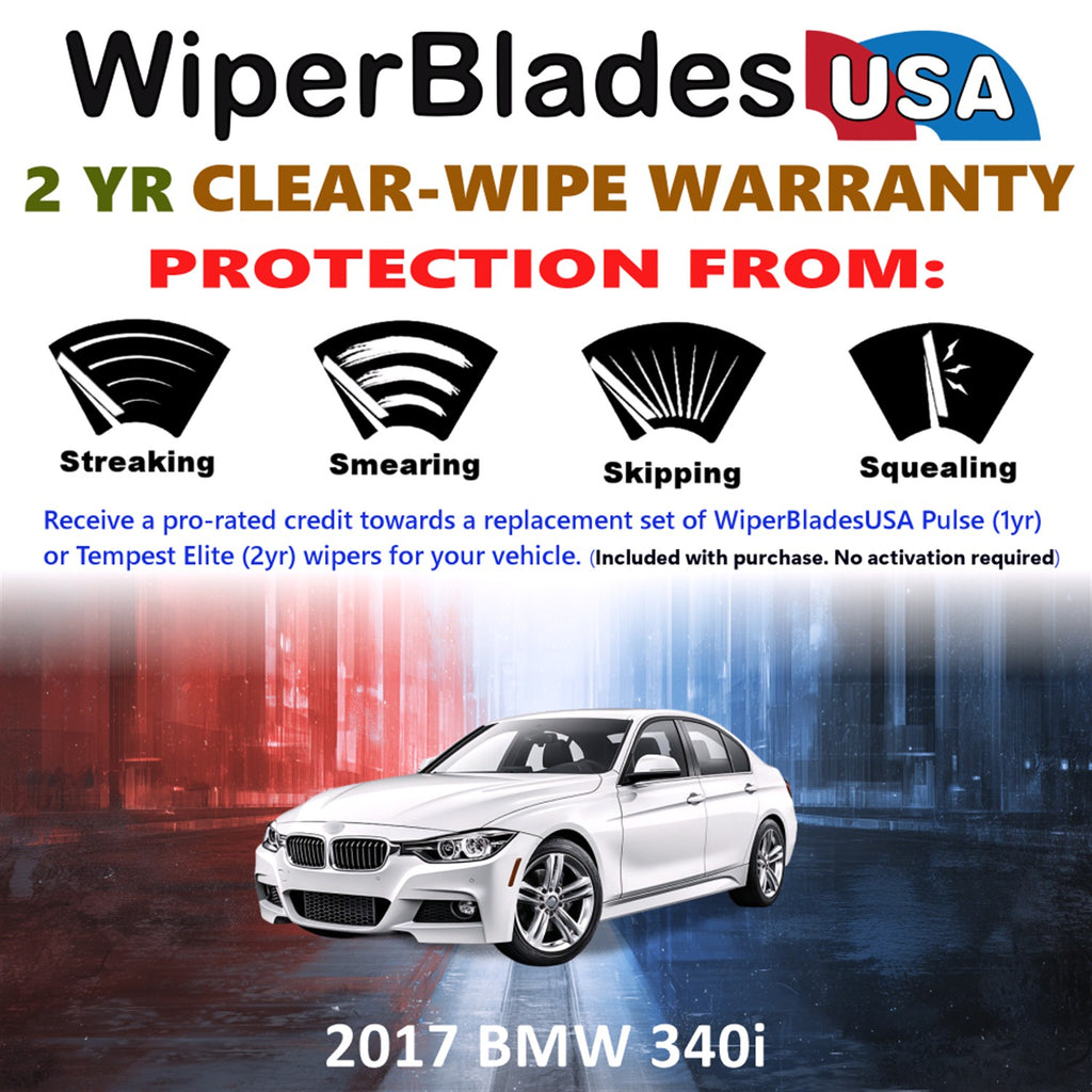 2017 BMW 340i Front Wiper blades Set  Includes 2yr Wear Warranty & Free Delivery