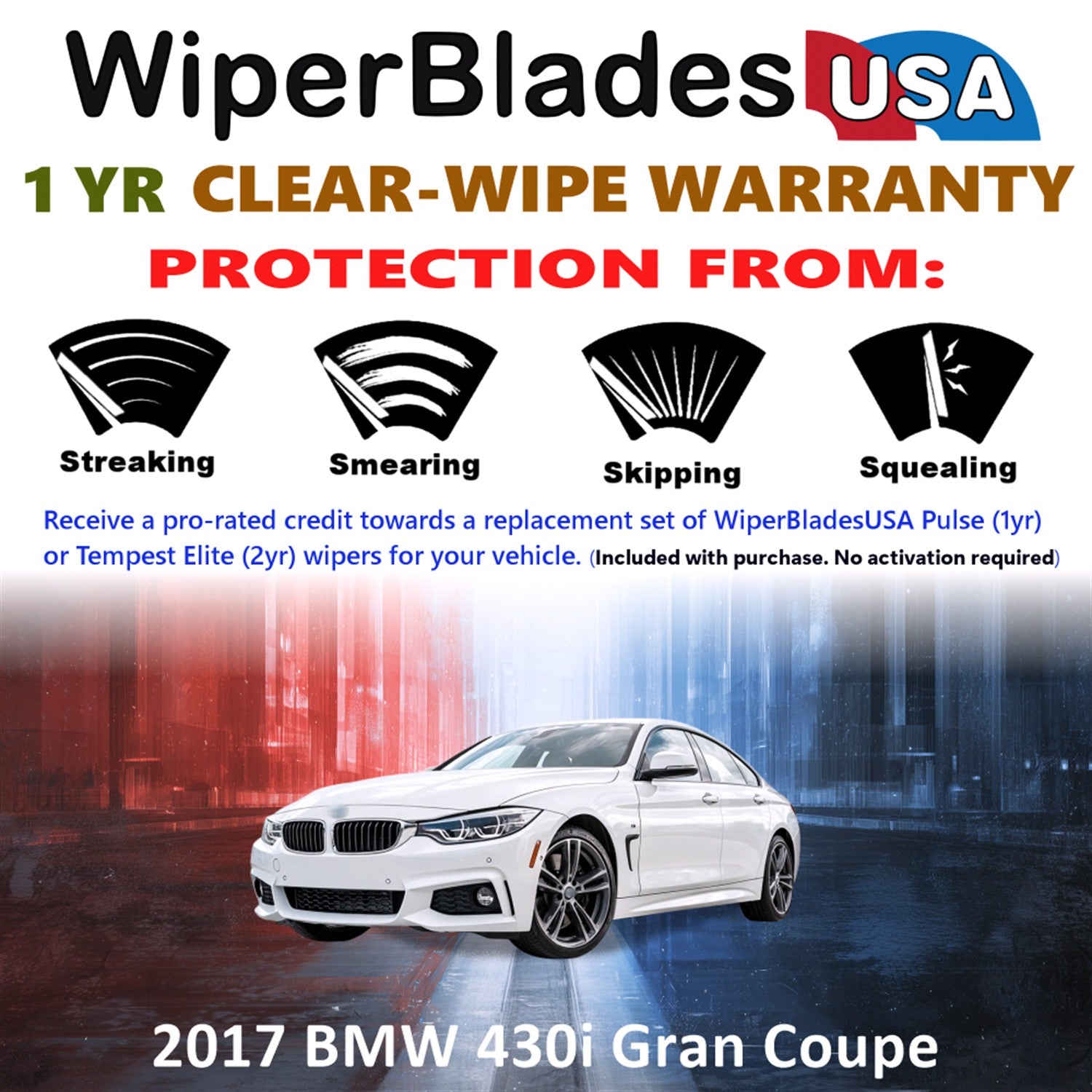 2017 BMW 430i Gran Coupe Front Wiper blades Set Includes 1yr Wear Warranty & Free Delivery