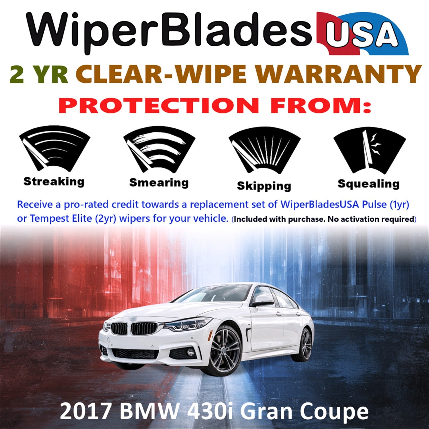 2017 BMW 430i Gran Coupe Front Wiper blades Set  Includes 2yr Wear Warranty & Free Delivery