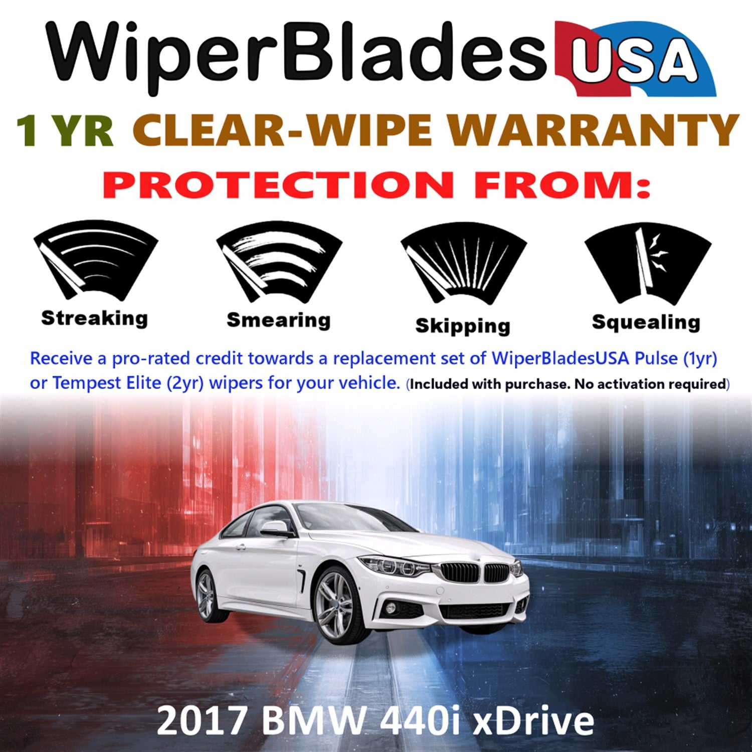 2017 BMW 440i xDrive Front Wiper blades Set Includes 1yr Wear Warranty & Free Delivery